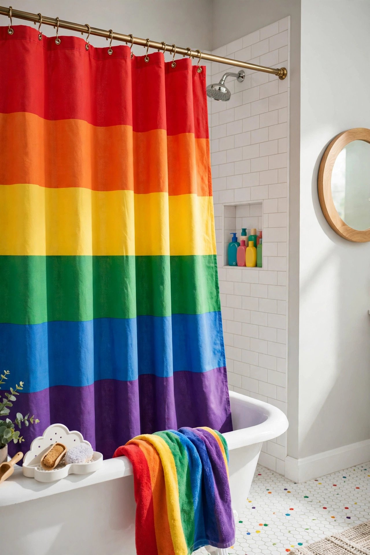 Rainbow Stripe Shower Curtain