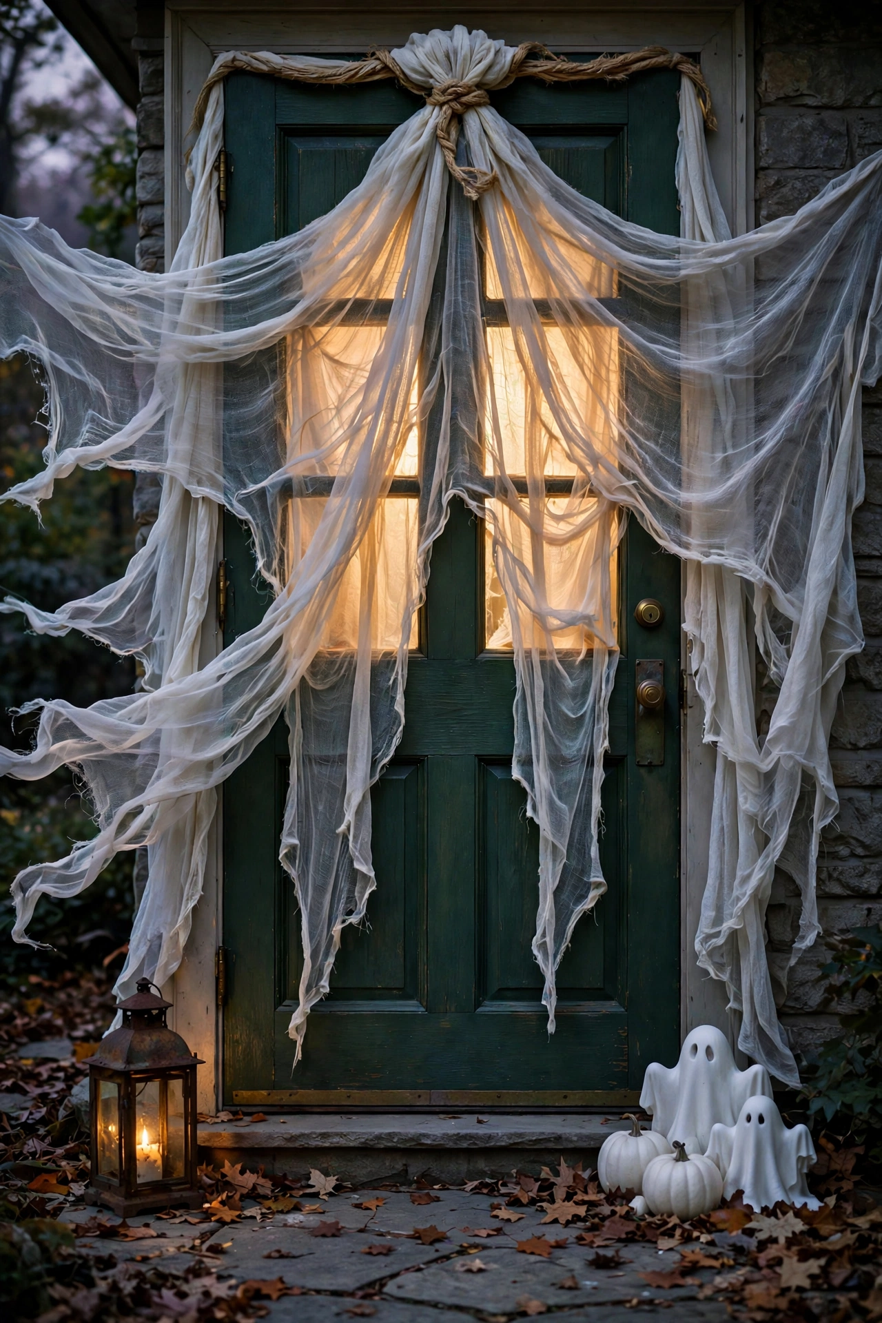 Ghostly Cheesecloth Drape Over the Door