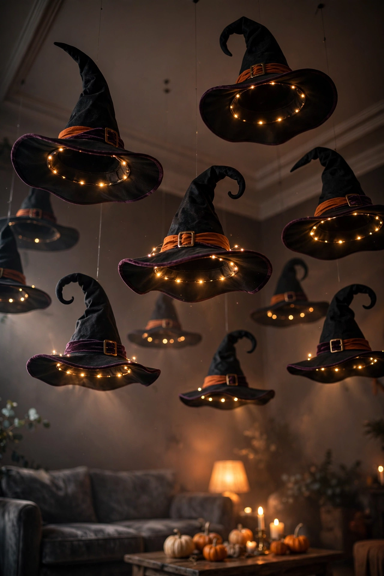 Floating Witch Hats from the Ceiling