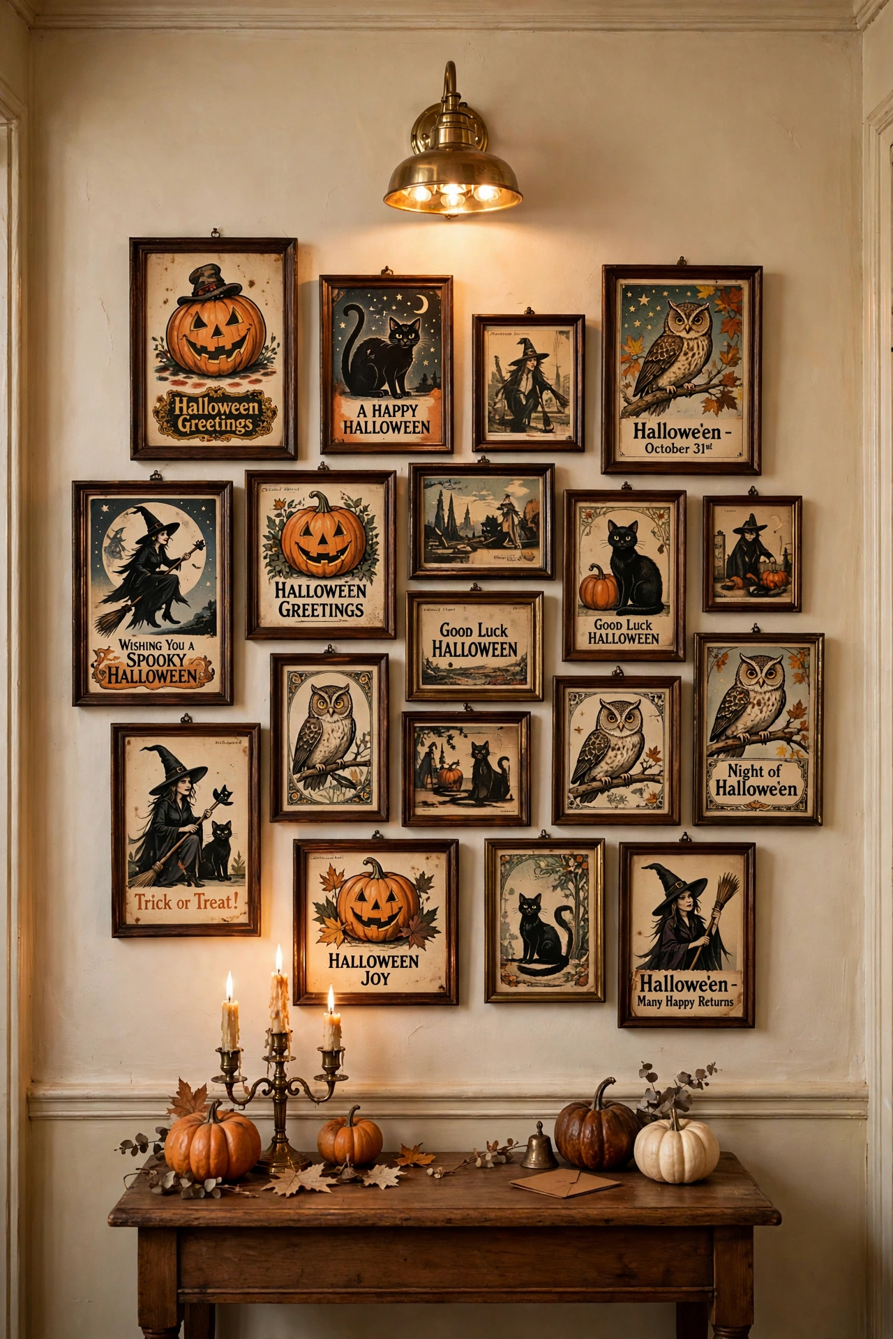 Vintage Halloween Postcard Gallery Wall