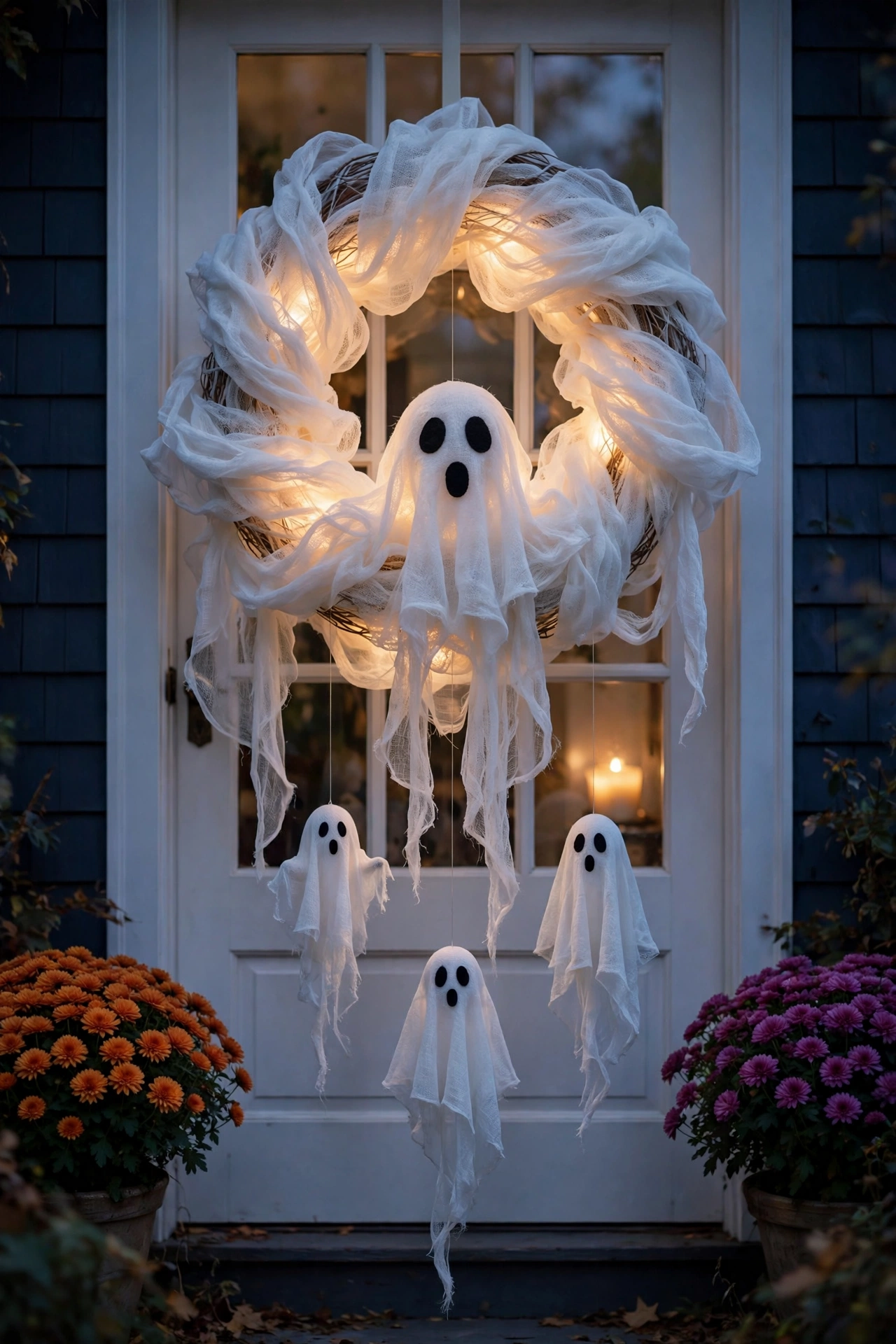 Haunted Ghost Silhouette Wreath