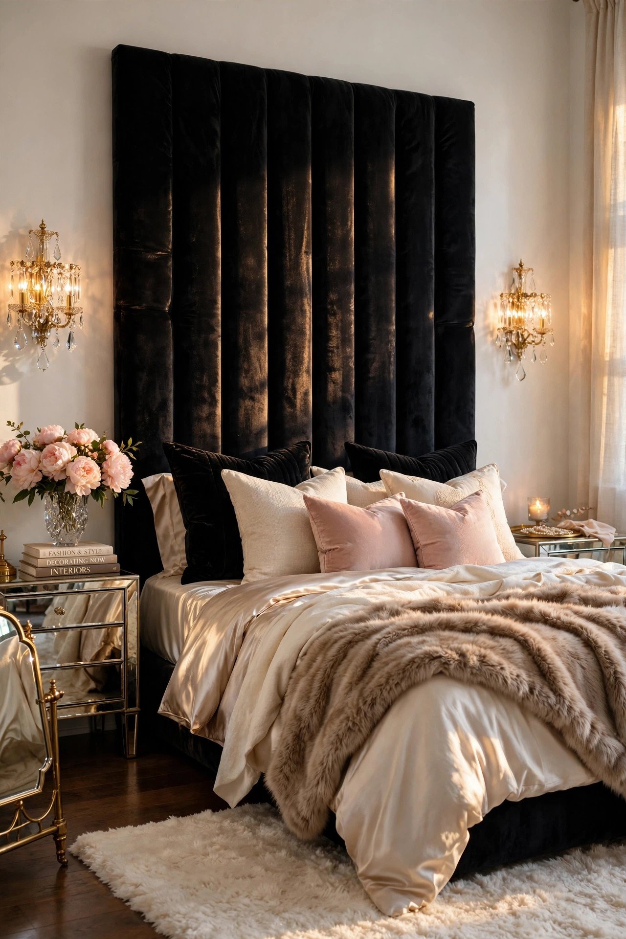 Black Velvet Headboard