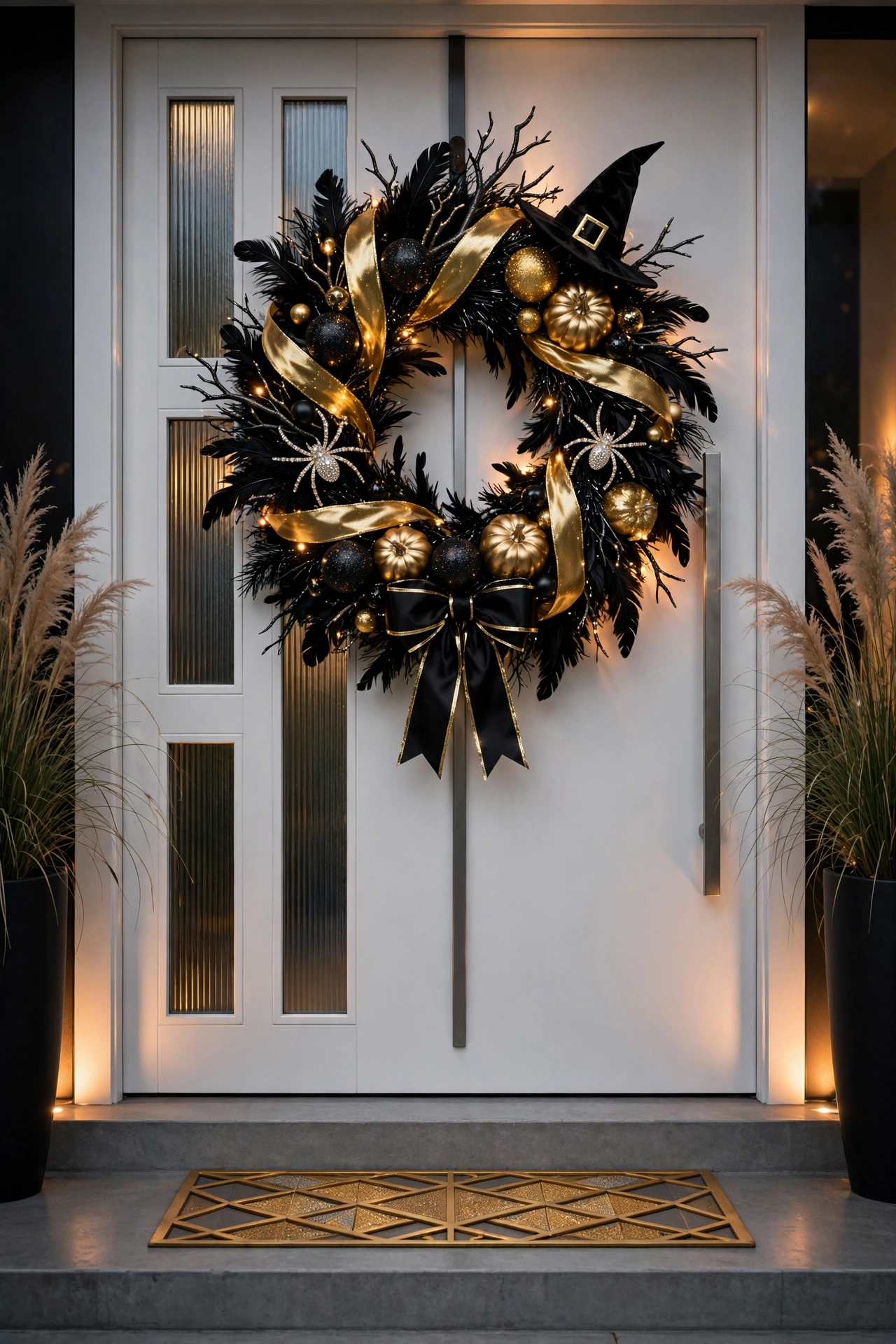 Glam Black and Gold Witch Wreath