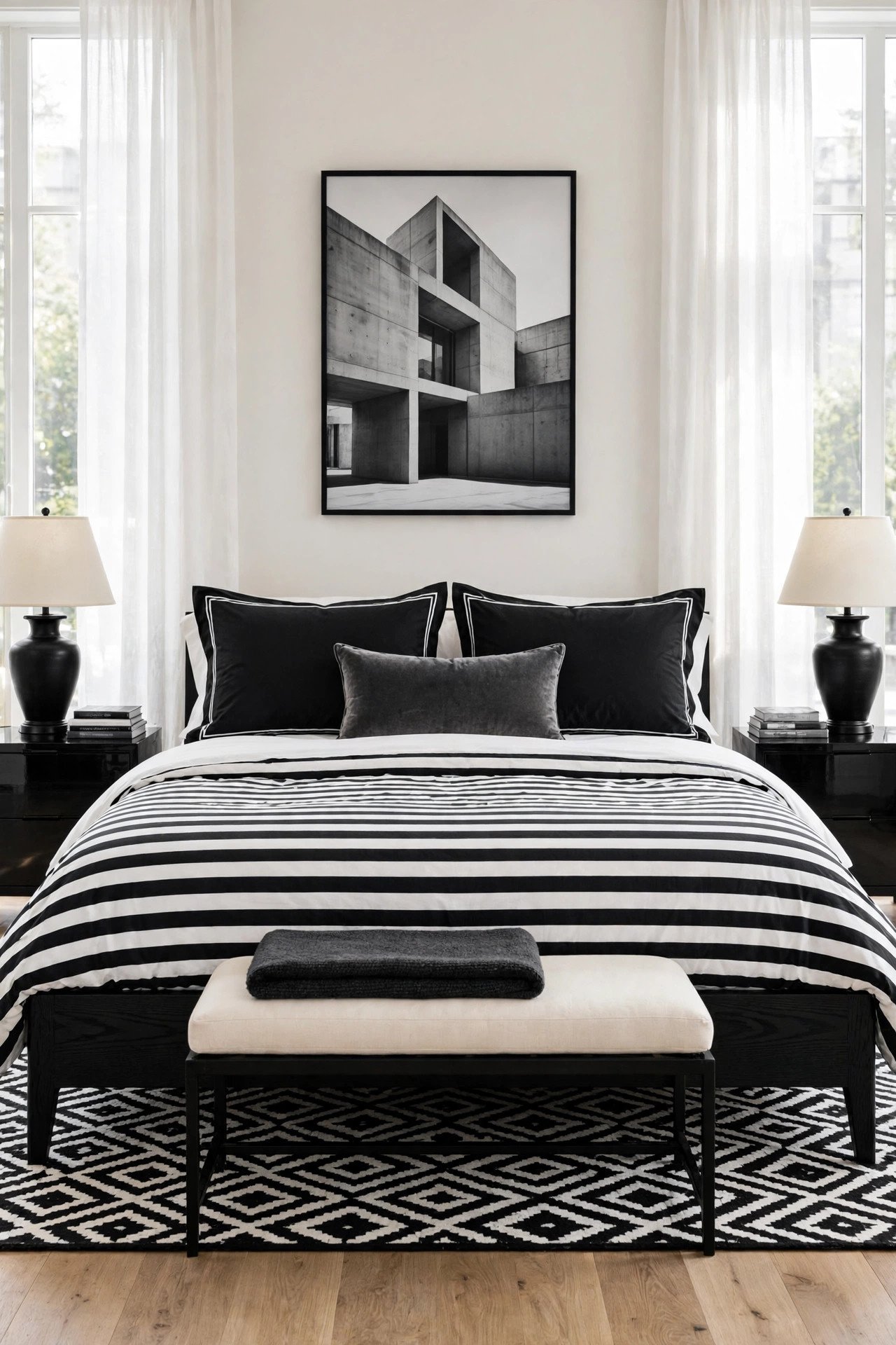 Monochrome Bedding Styling
