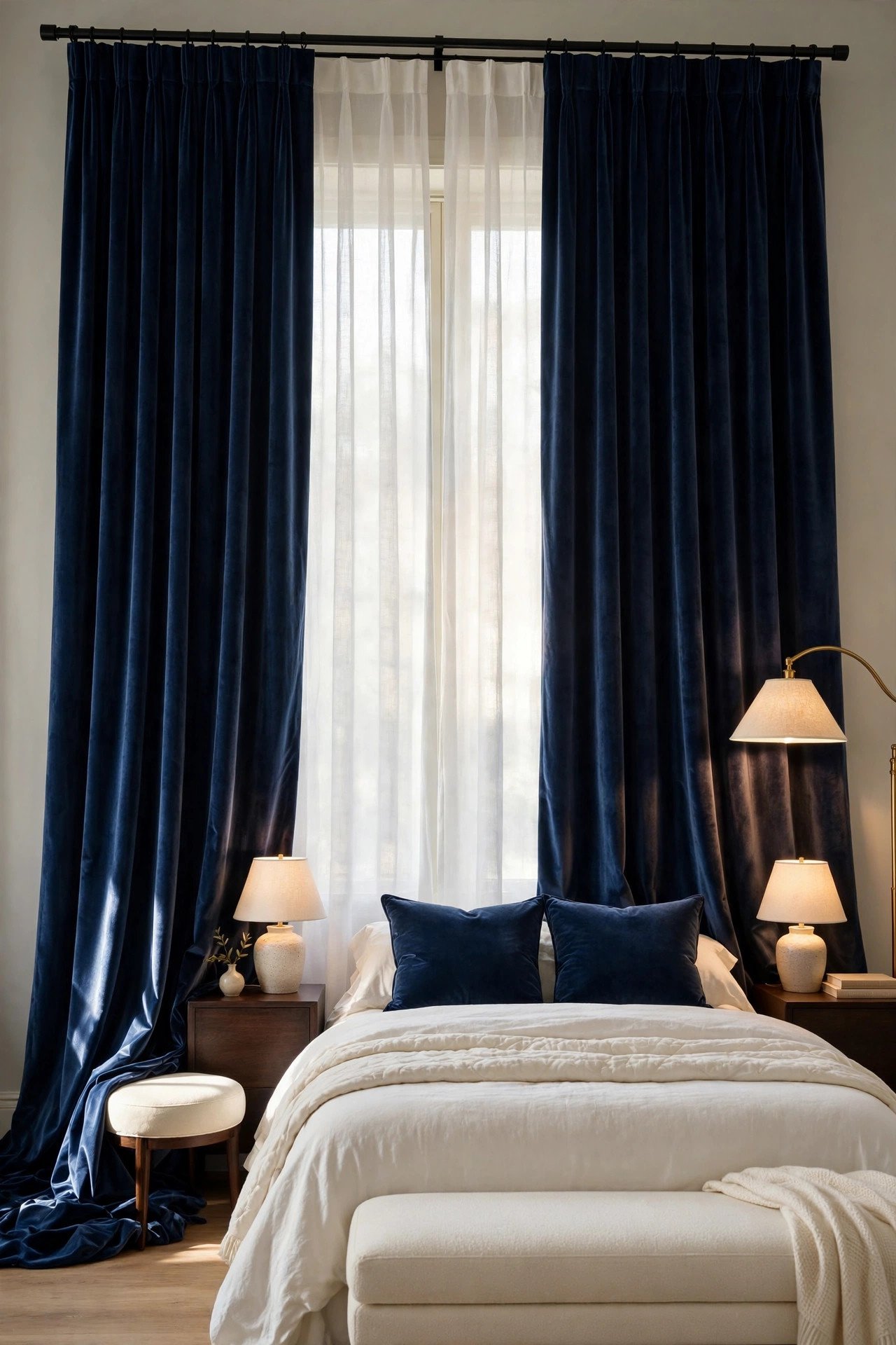 Navy Blue Velvet Curtains for Drama