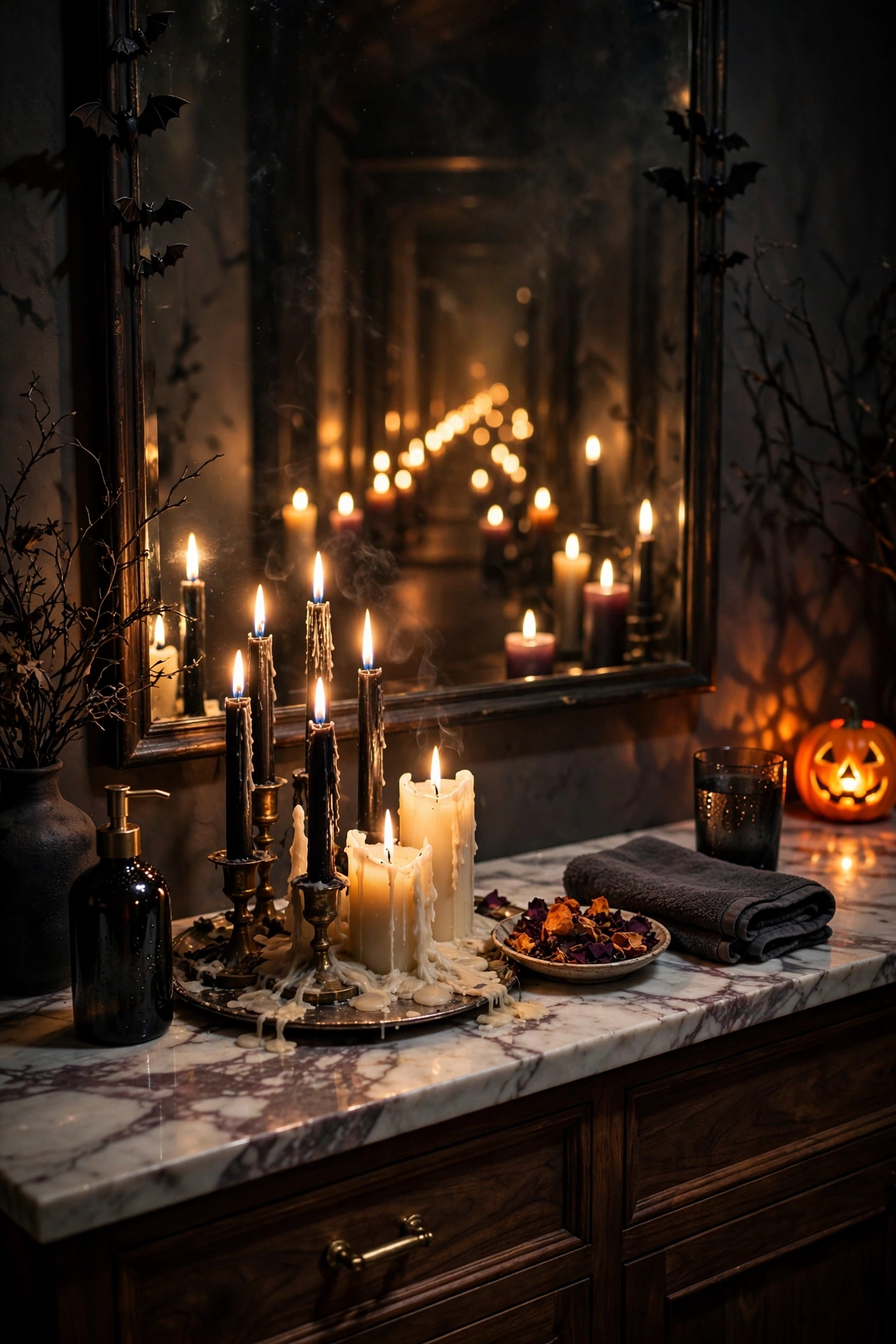 Candlelit Bathroom Vanity Display