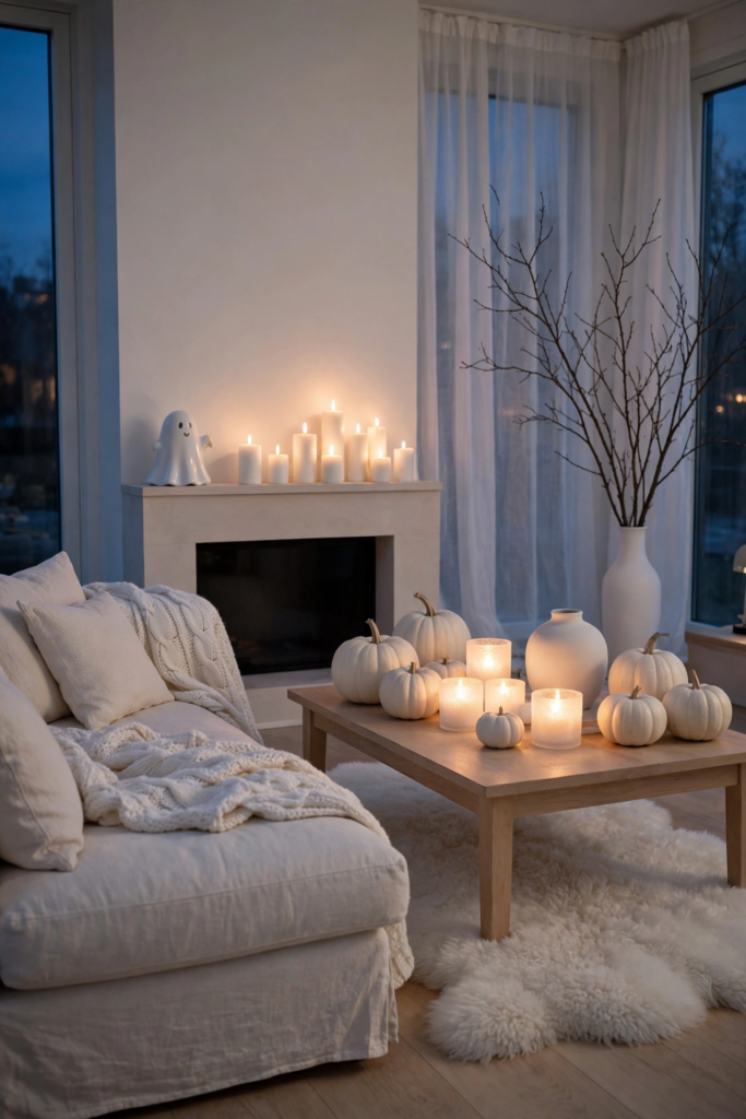Minimalist All White Ghostly Living Room