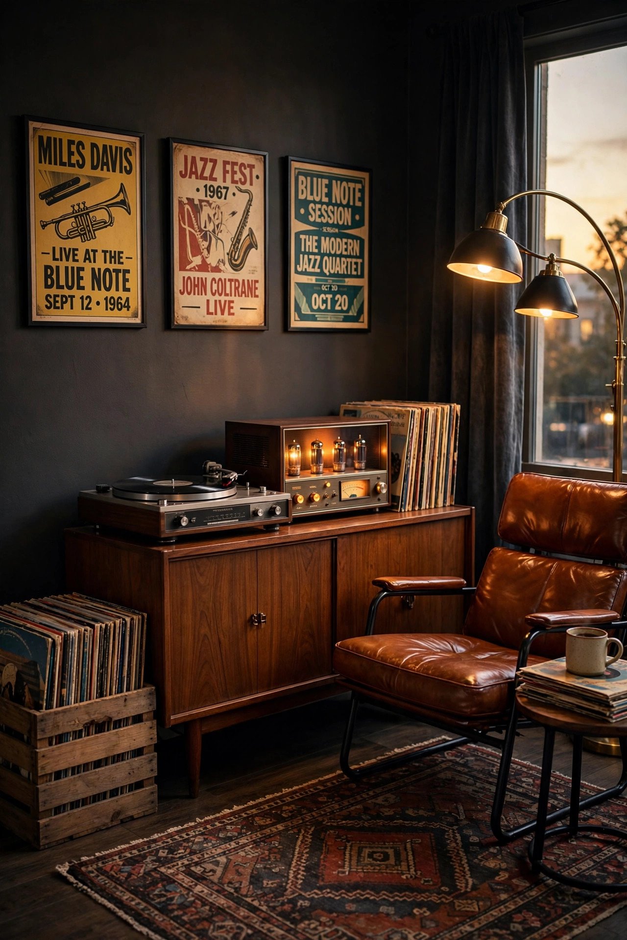Vintage Vinyl Listening Corner