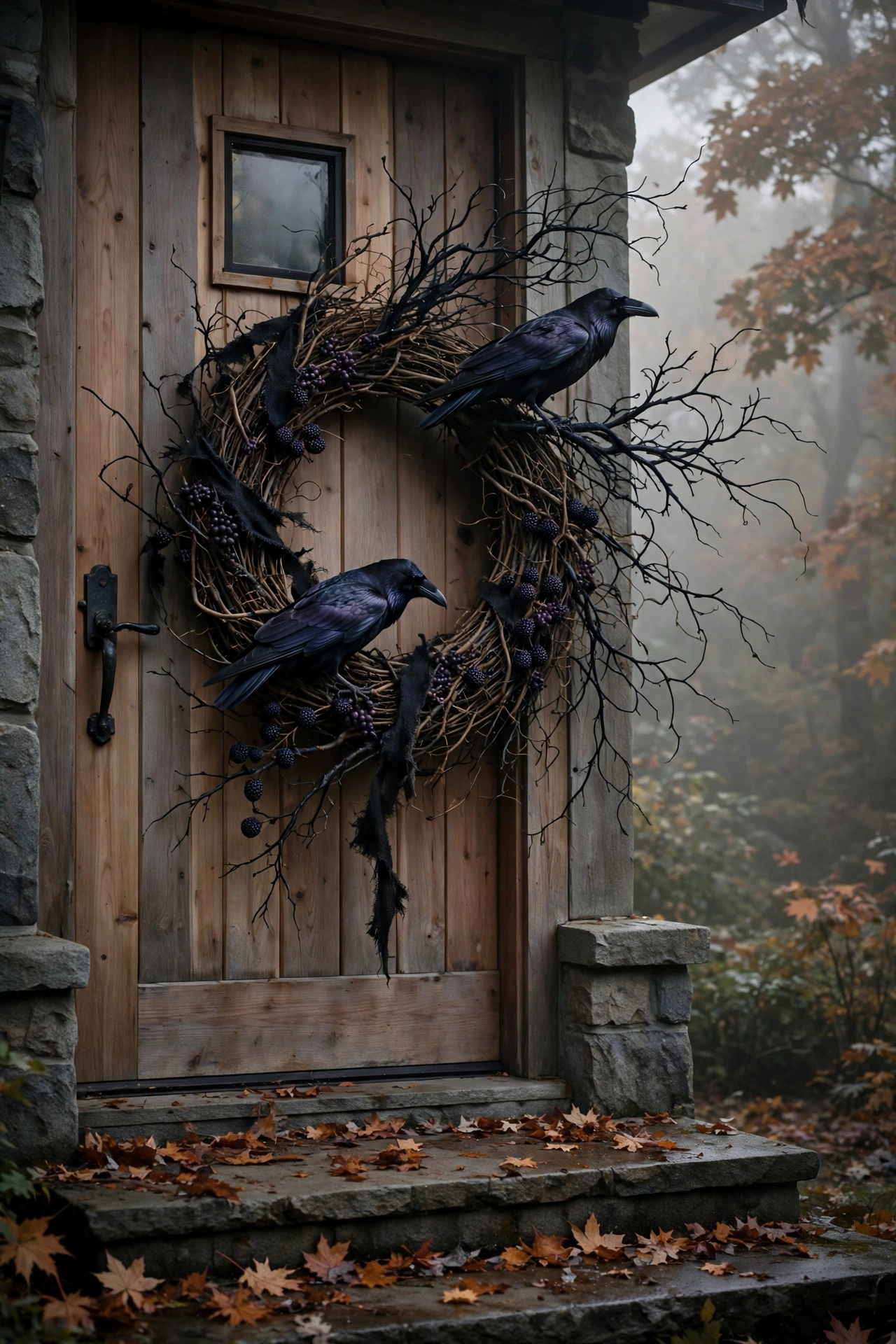 Eerie Raven and Branch Wreath