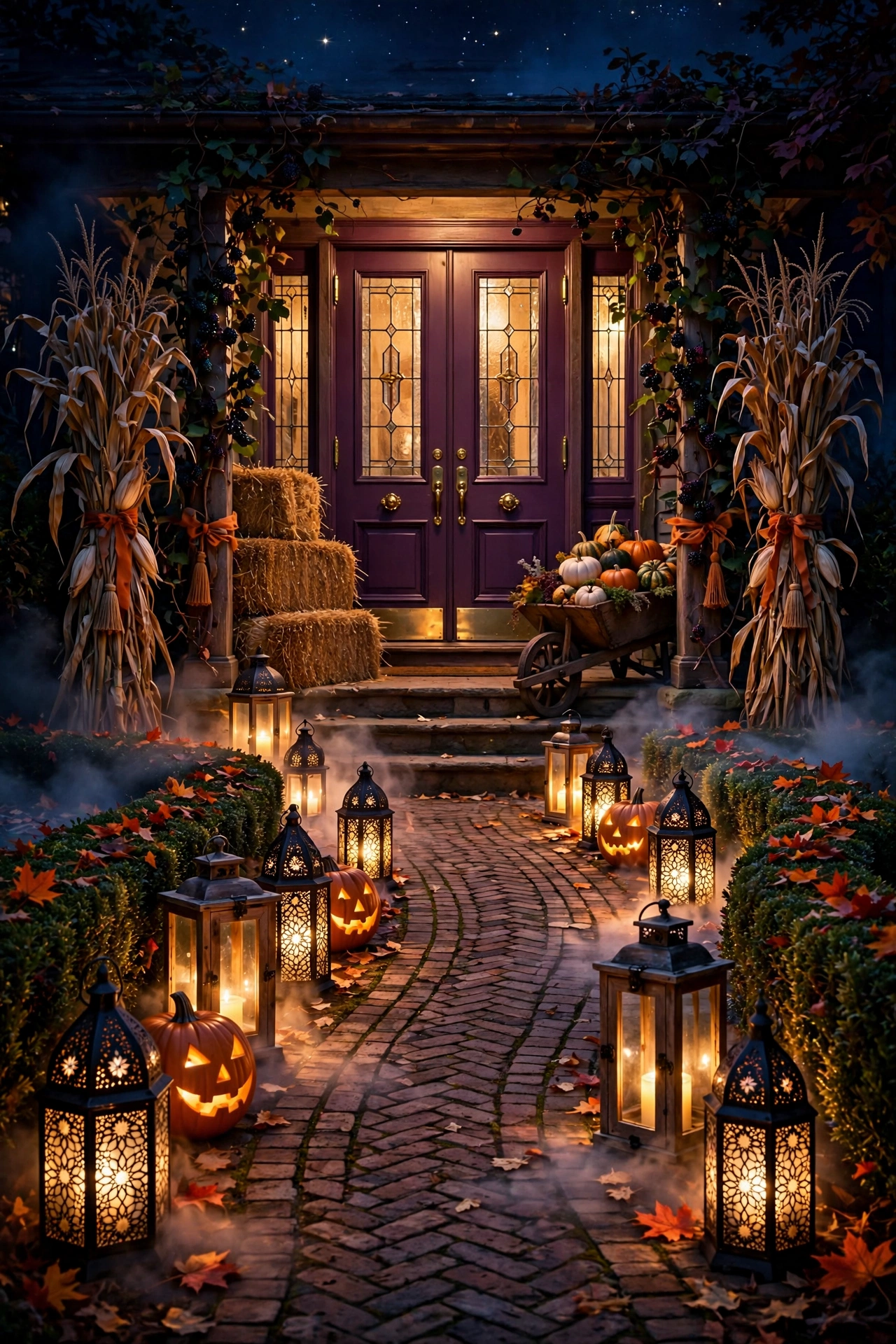 Lantern-Lined Pathway to the Door