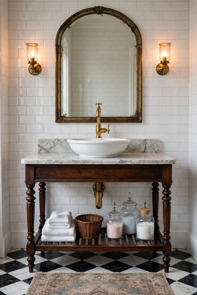 Freestanding Vanity with Marble Top