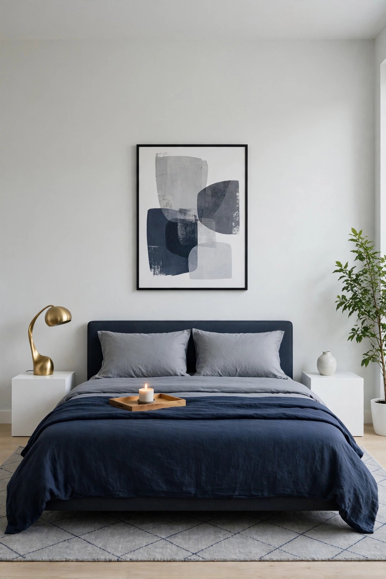 Navy Blue and Gray Modern Minimalism