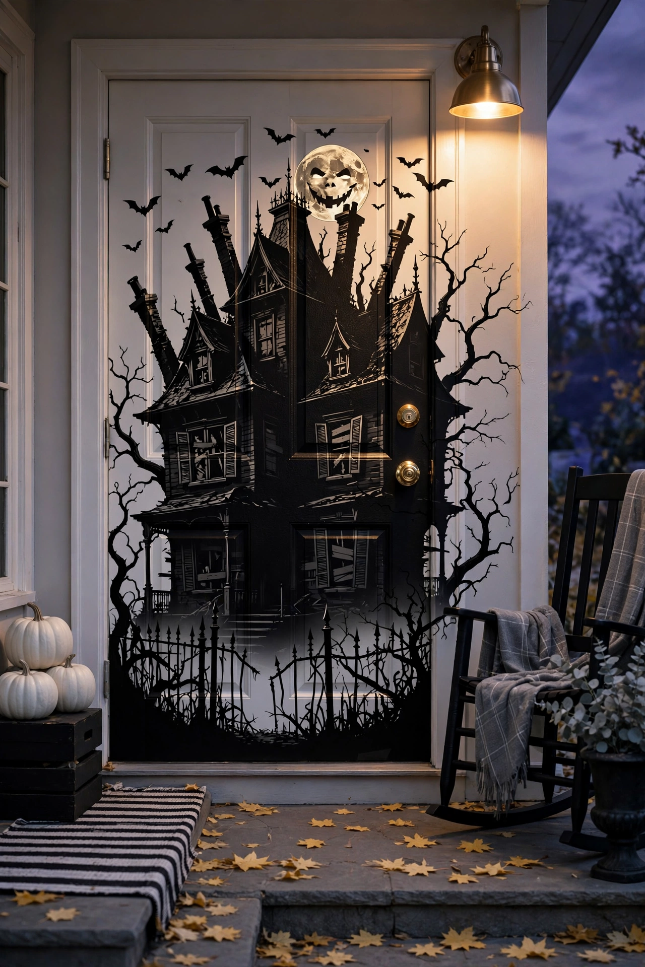 Haunted House Silhouette Door Mural