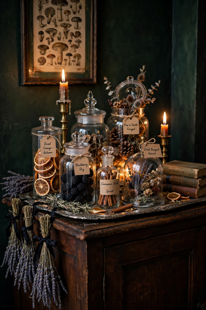 Apothecary Cabinet Display with Curiosity Jars