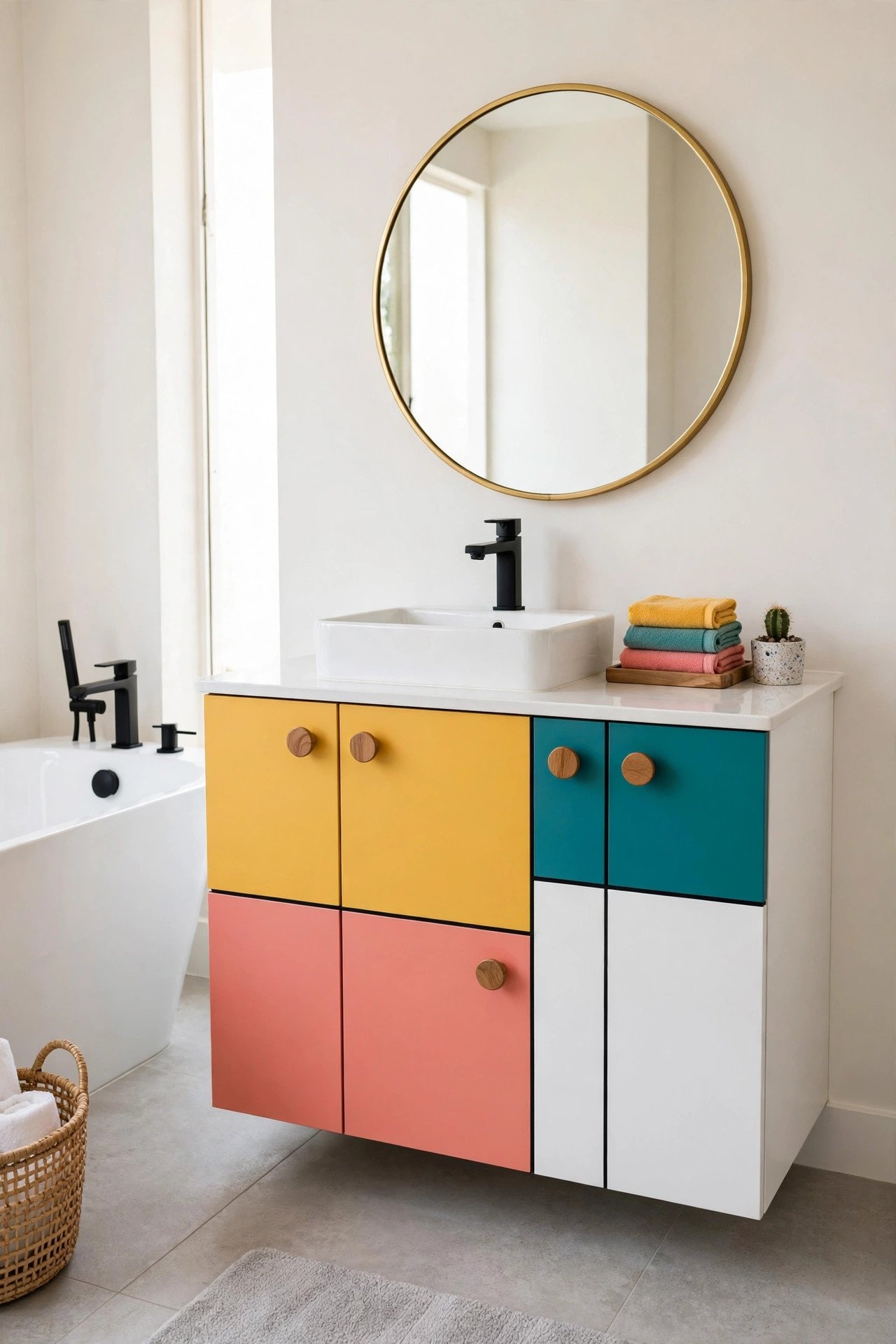 Color Blocked Vanity Cabinet