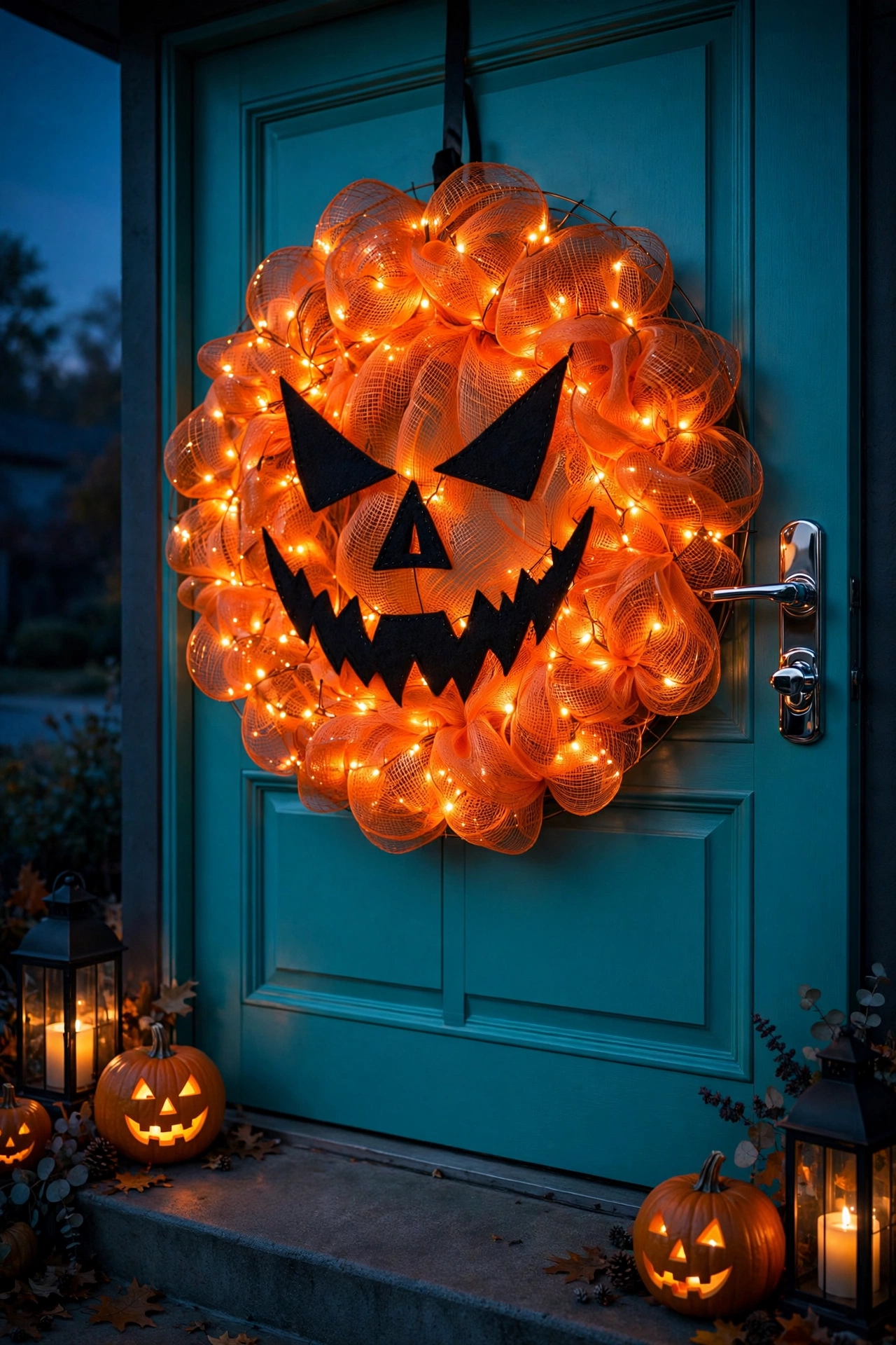 Sinister Jack-o-Lantern Glow Wreath