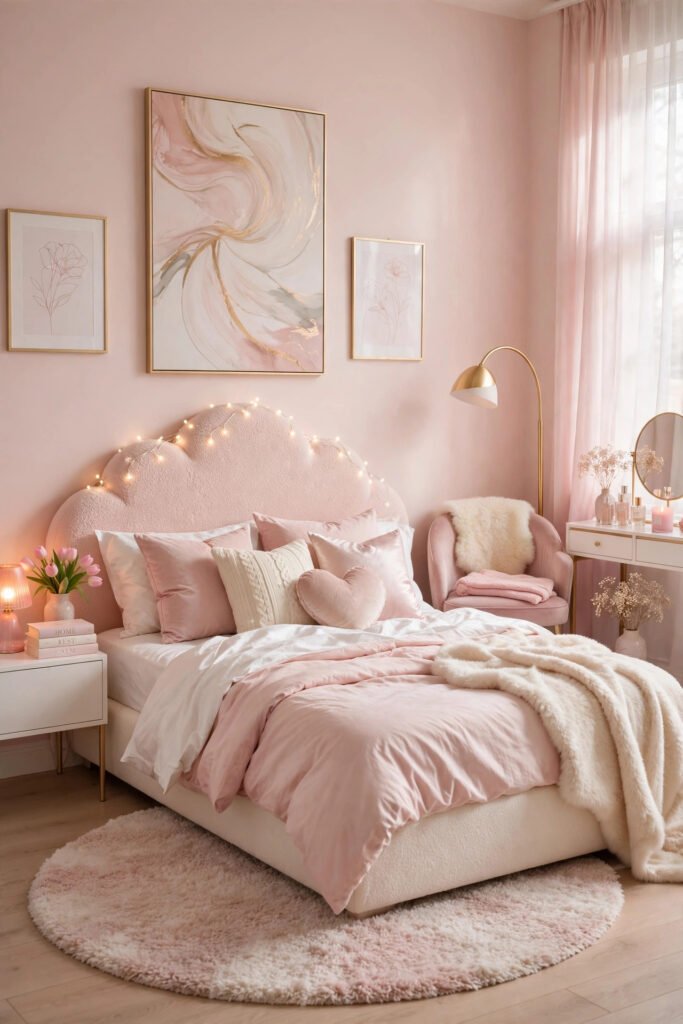 Blush Pink Soft Aesthetic Bedroom