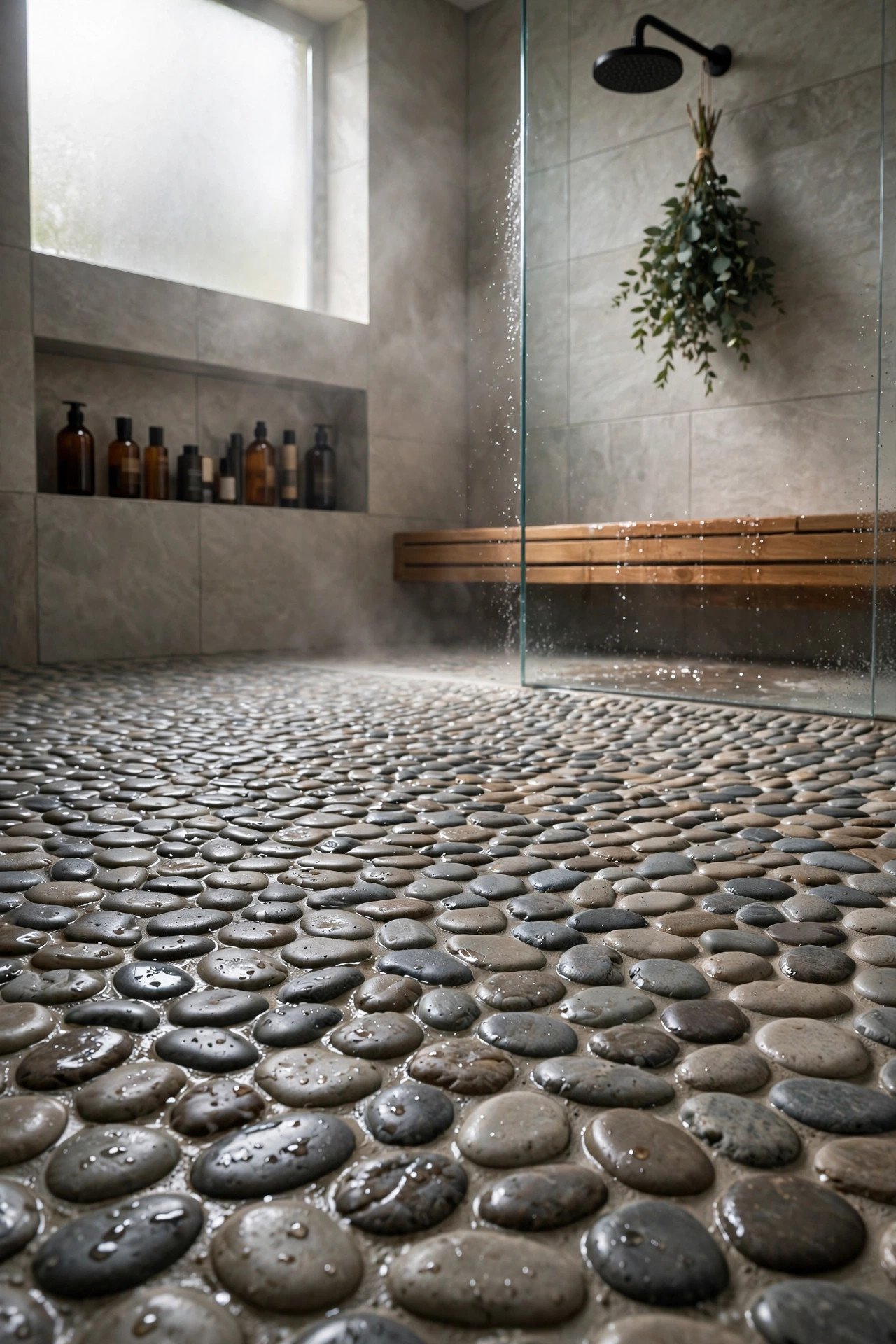 Pebbled Shower Floor