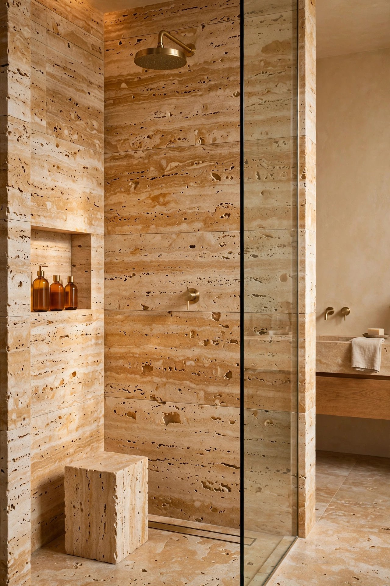 Travertine Shower Surround