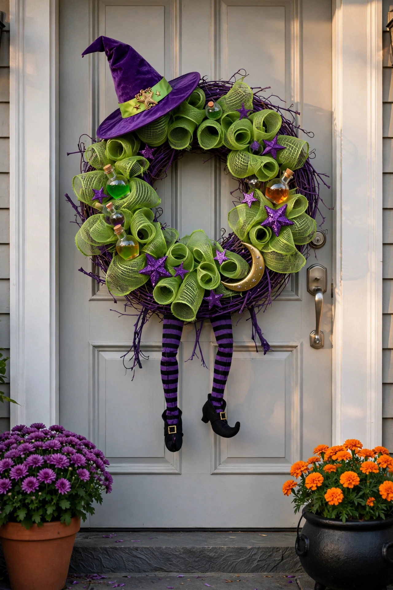 Bewitching Purple and Green Witch Hat Wreath