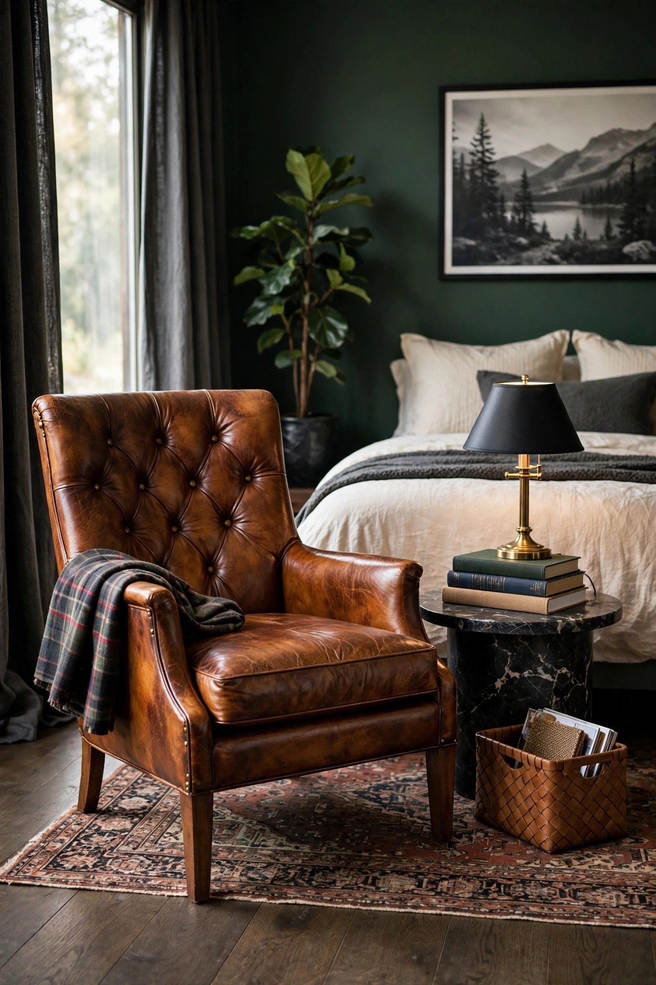Cognac Leather Accent Chair