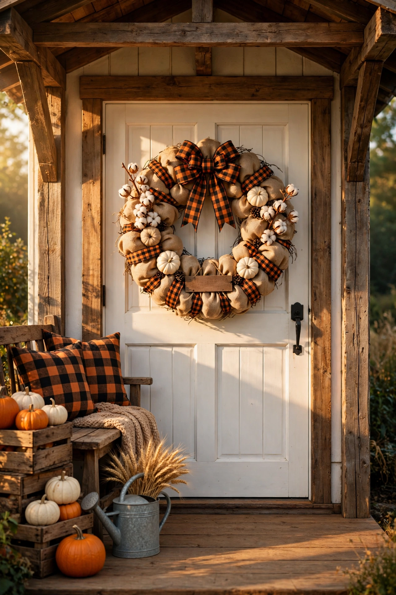 Spooky Farmhouse Burlap and Ribbon Wreath