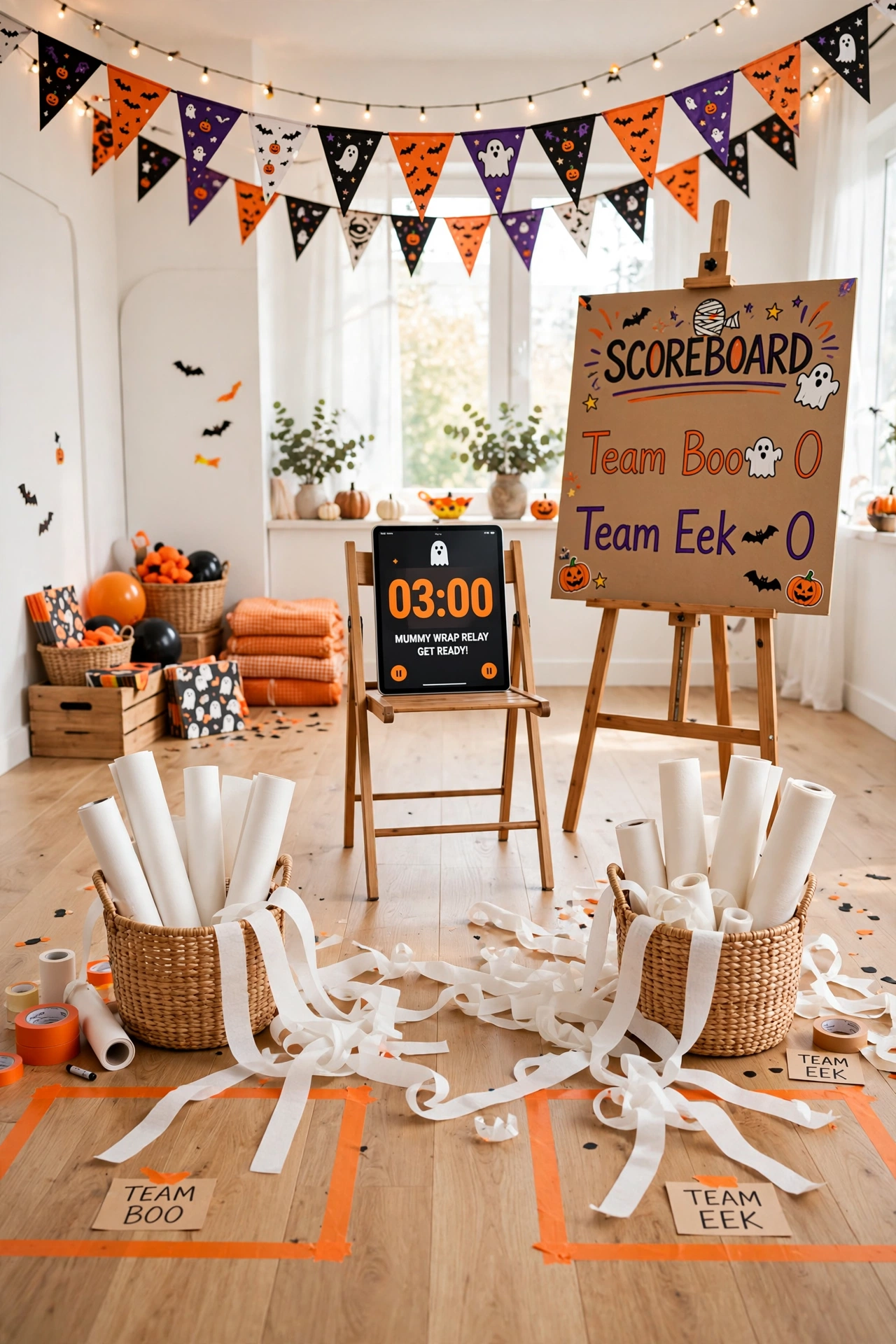 Mummy Wrap Relay Race