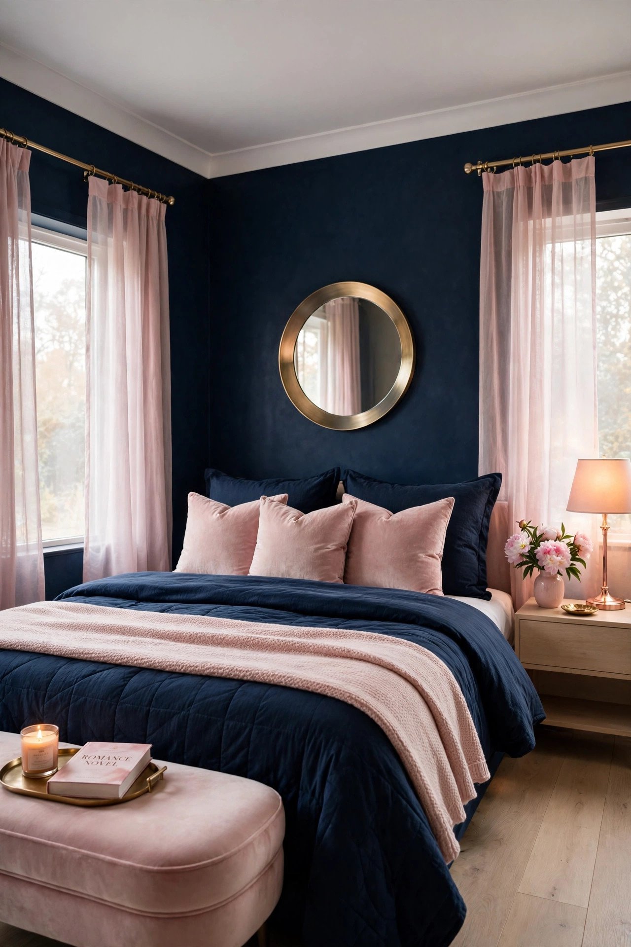 Navy and Blush Pink Soft Contrast