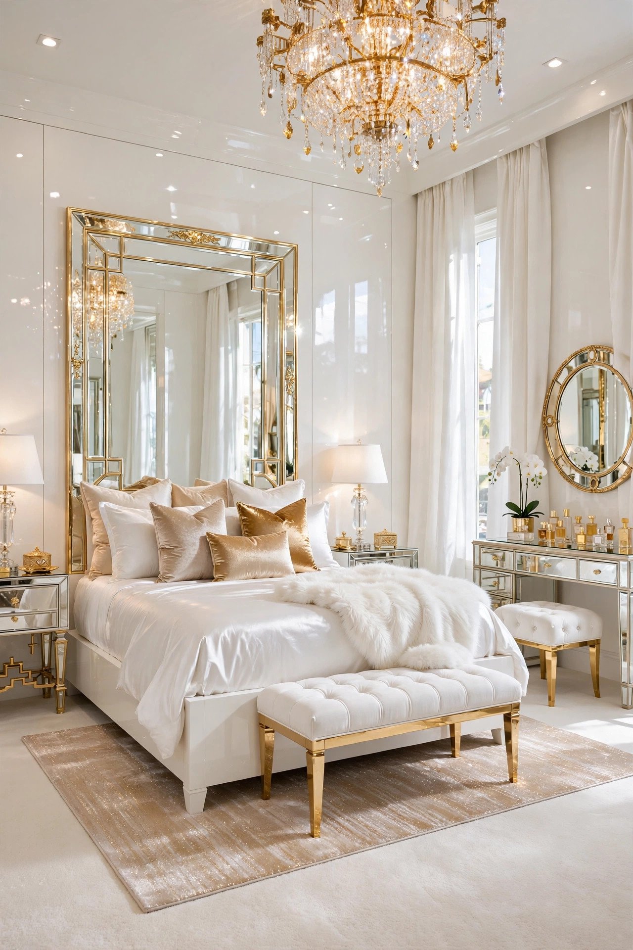 White and Gold Glam Bedroom