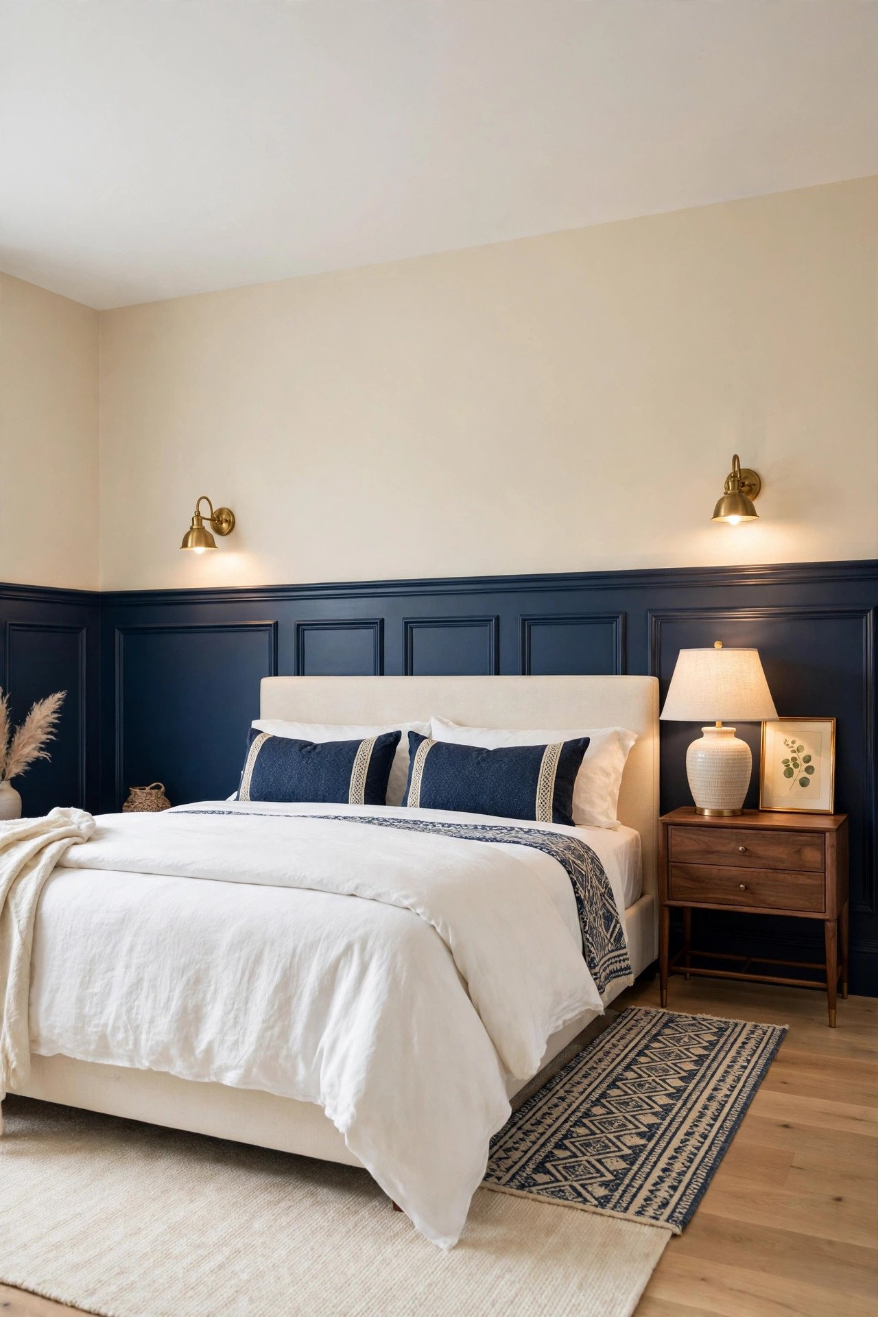 Deep Navy Wainscoting and Trim