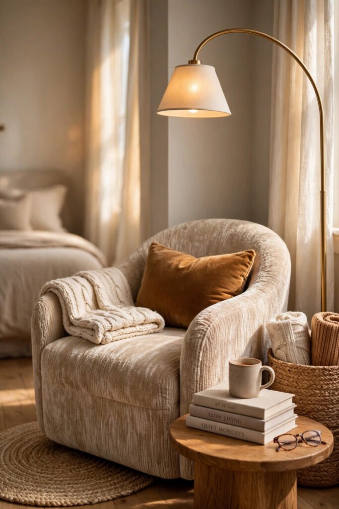 Cozy Beige Reading Nook