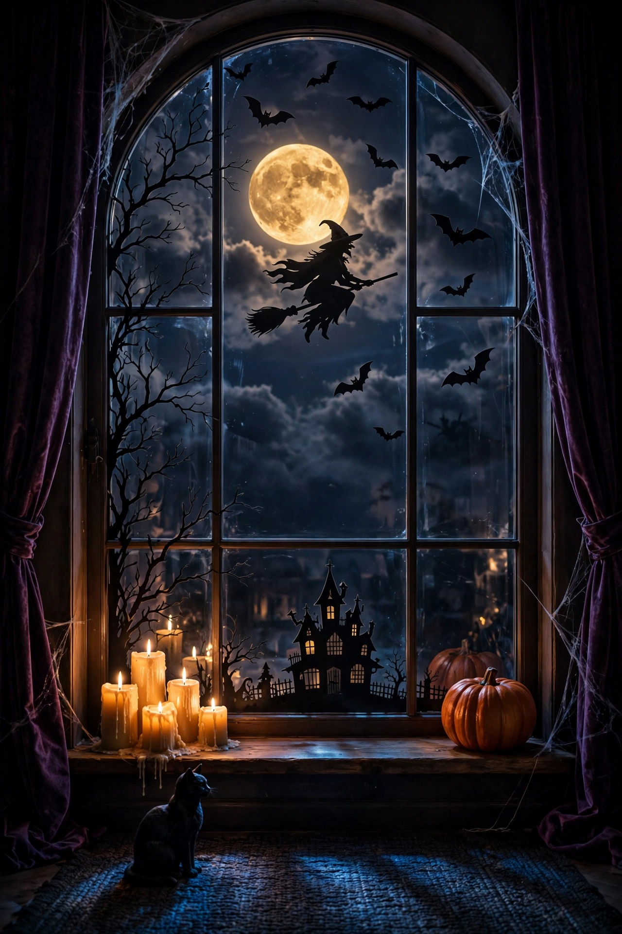Moonlit Window Silhouette Decals