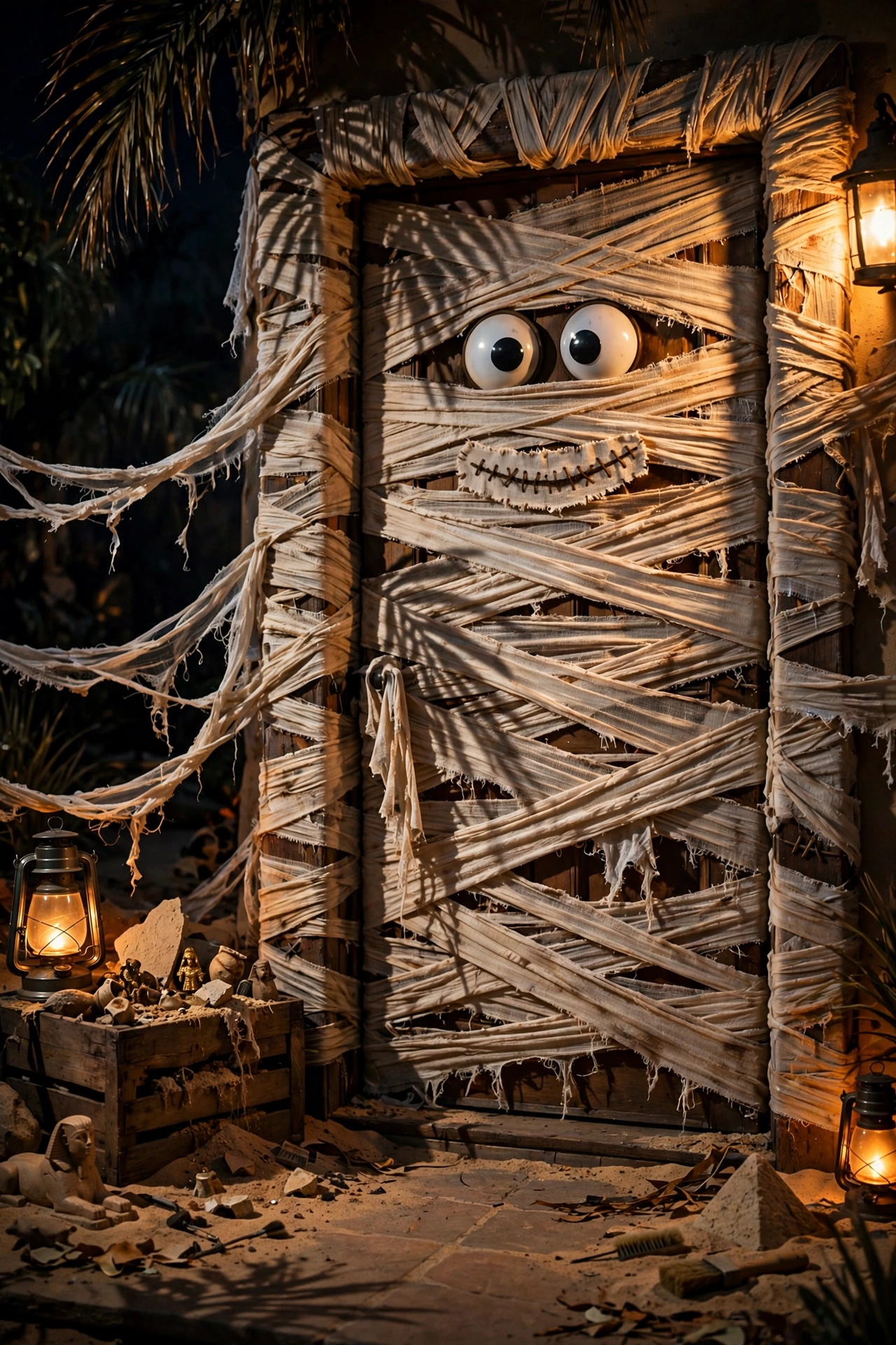 Life-Size Mummy Wrapped Door