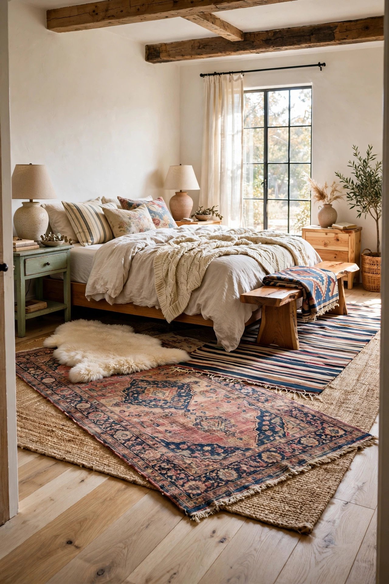 Layered Rug Over Wood Floors