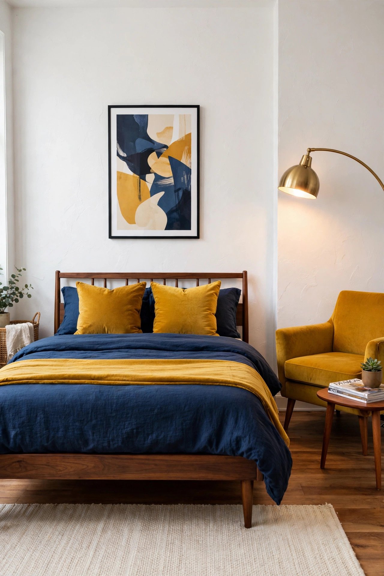Navy and Mustard Yellow Accent Pop
