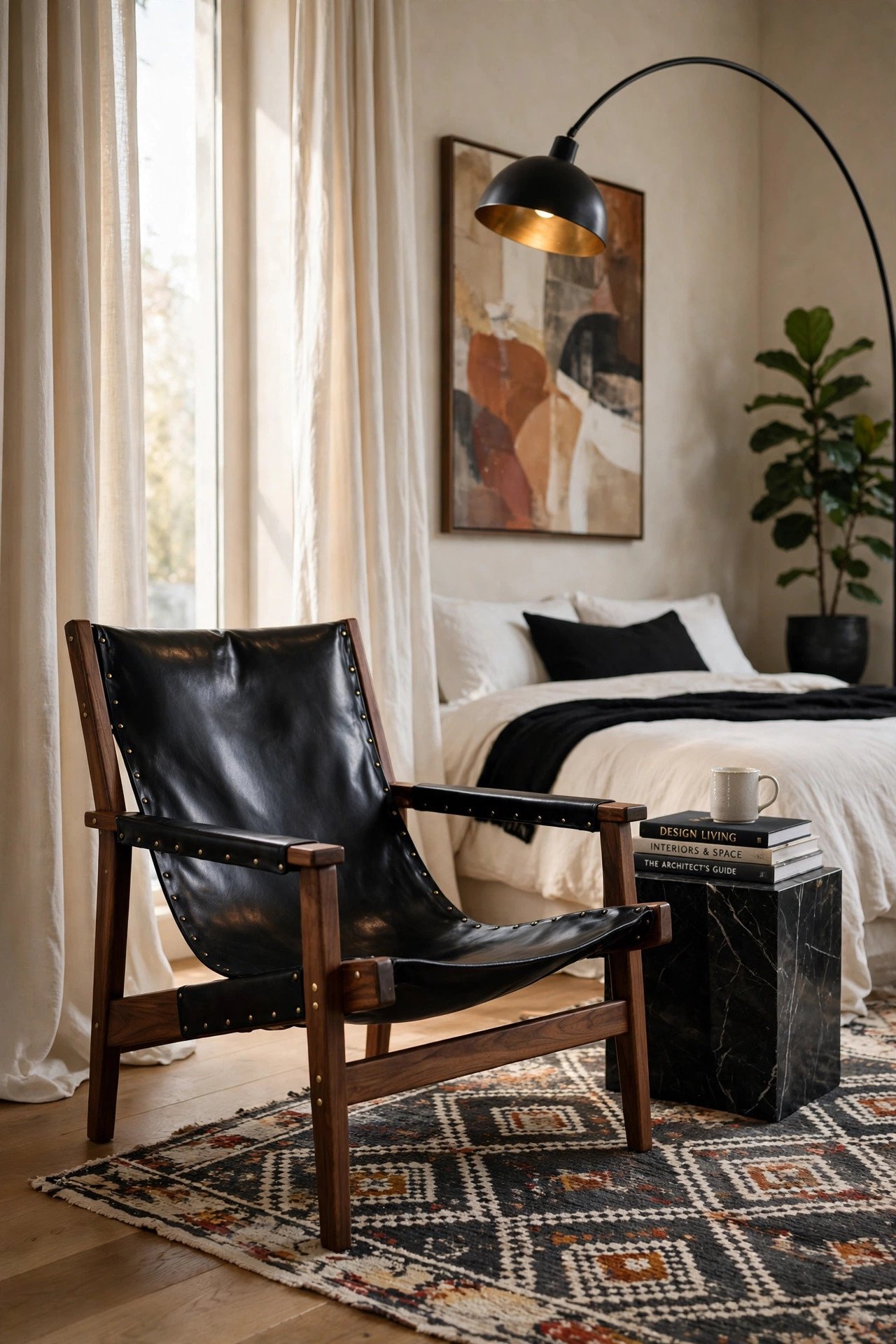 Black Leather Accent Chair