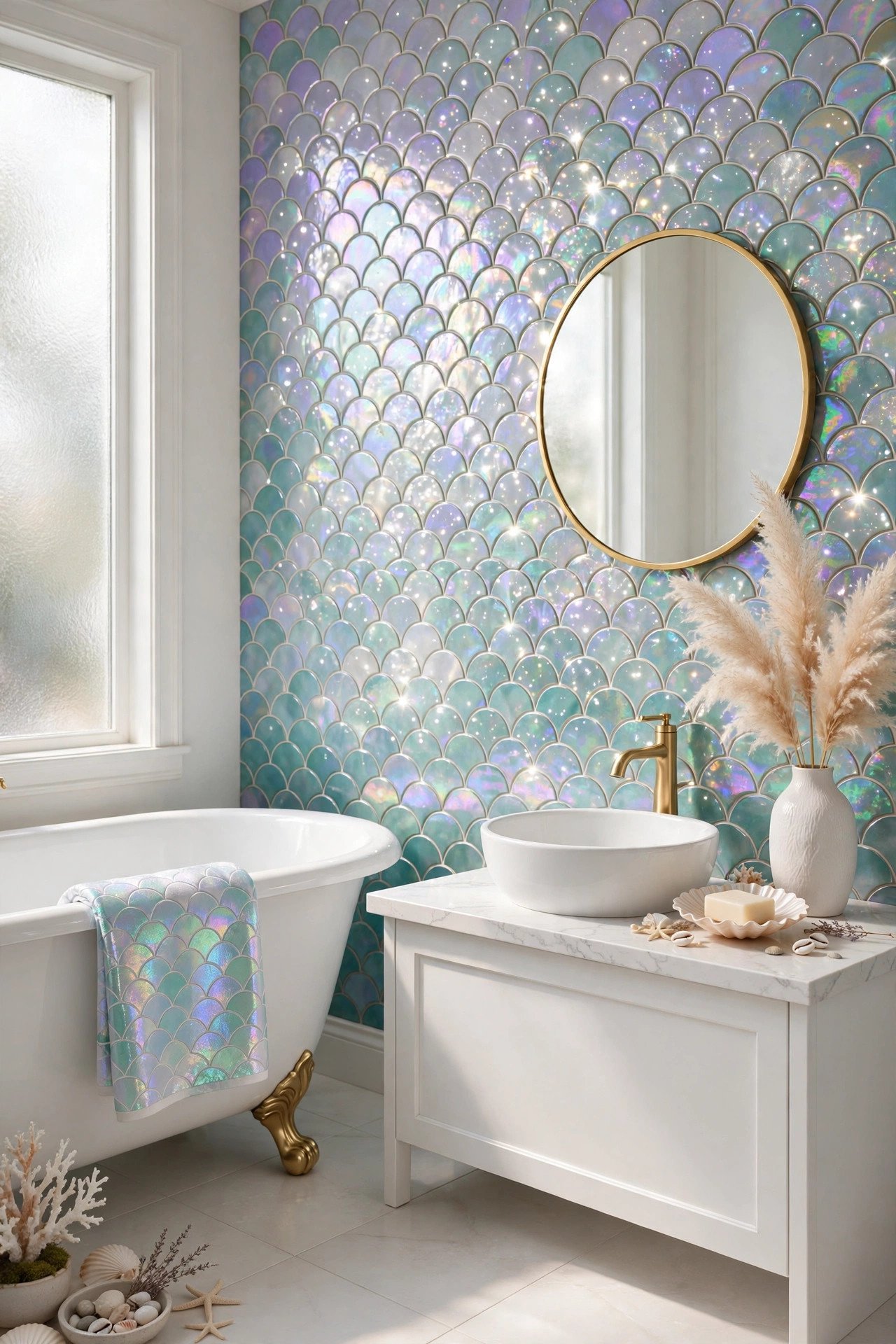 Mermaid Scale Mosaic Backsplash