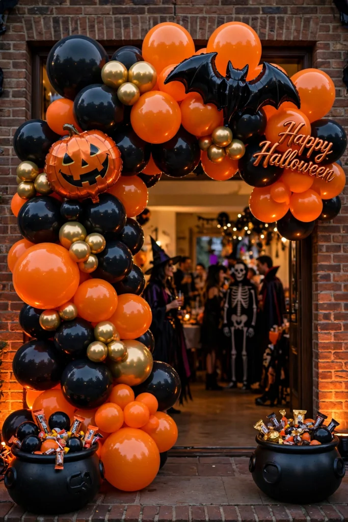 Black and Orange Balloon Arch