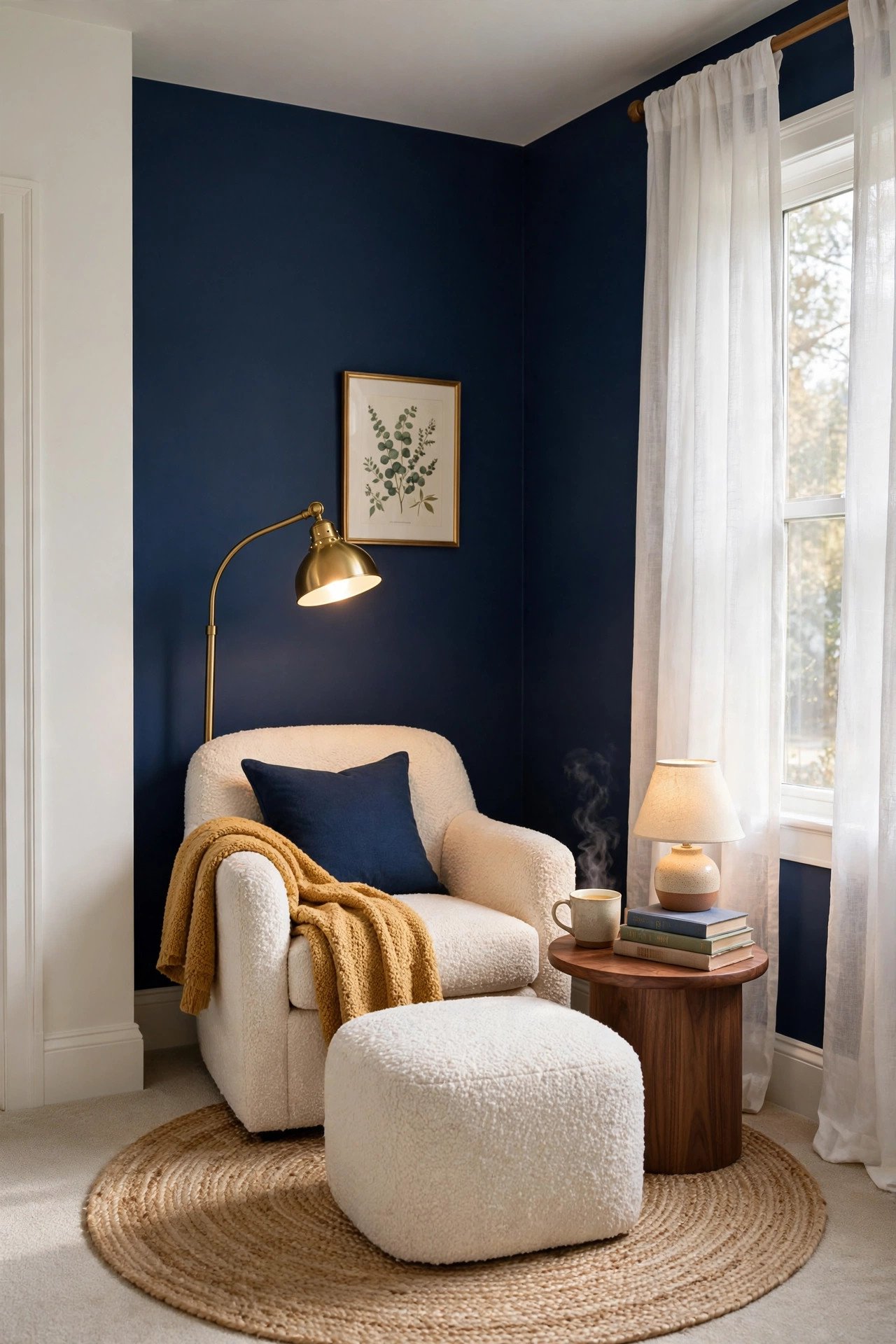 Navy Blue Reading Nook Corner