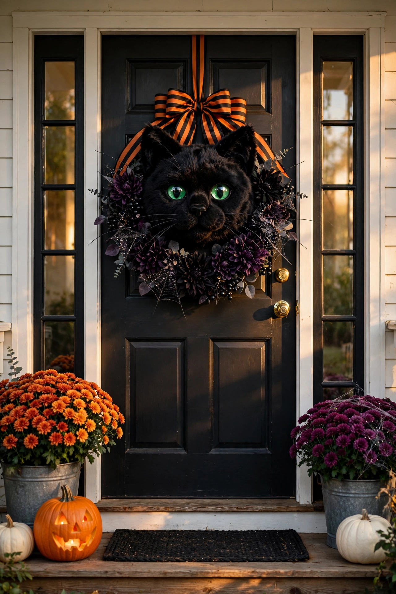Black Cat Door Wreath