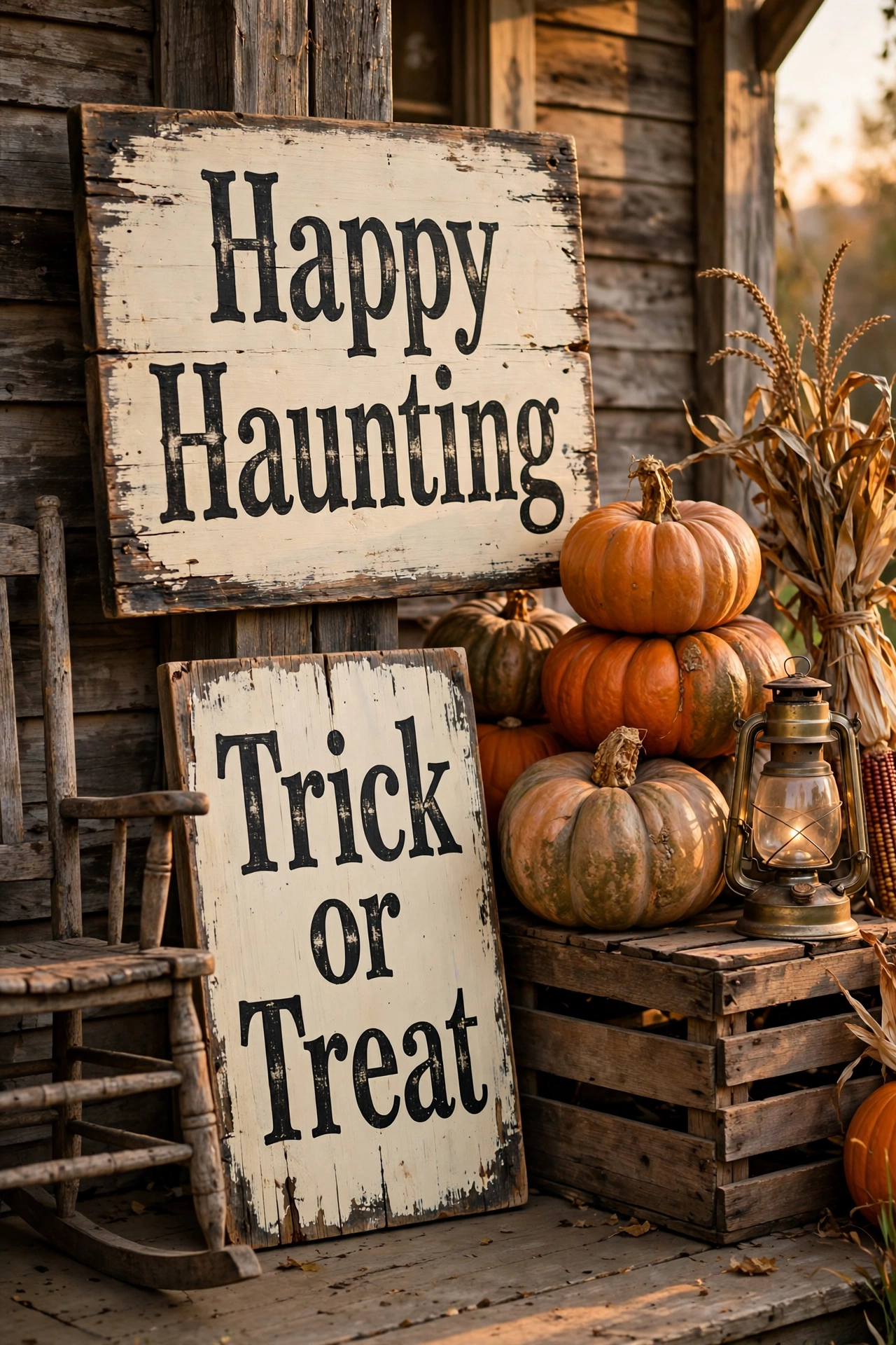 Distressed Wooden Halloween Signage