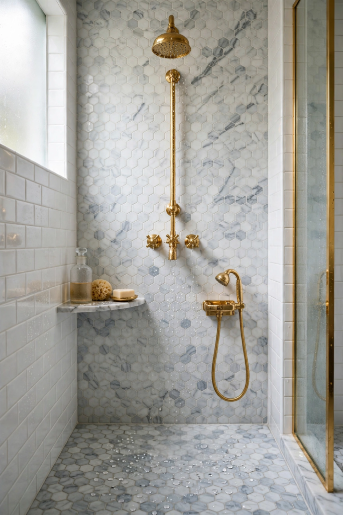 Marble Hexagon Shower Tile