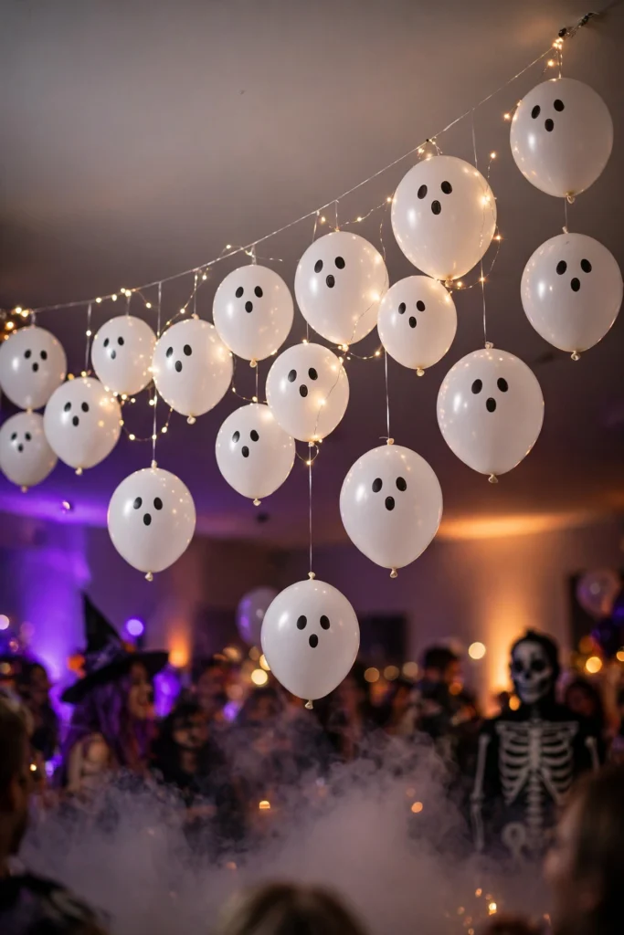 Ghost Balloon Garland Ceiling Install