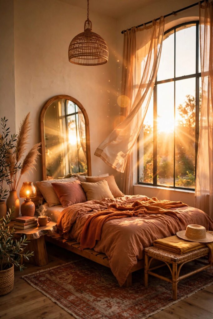 Warm Sunset Glow Bedroom