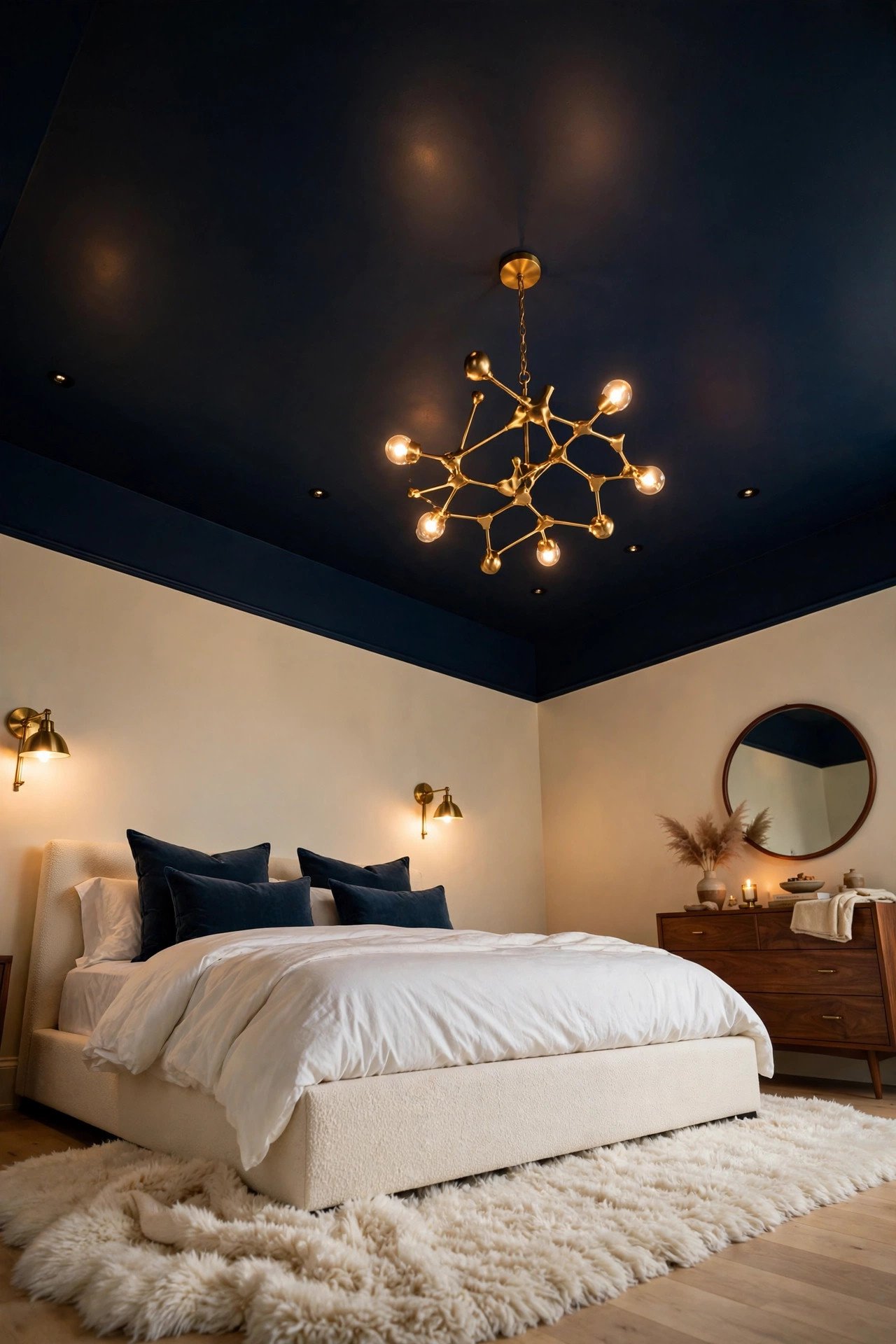 Navy Blue Ceiling for Cozy Nights