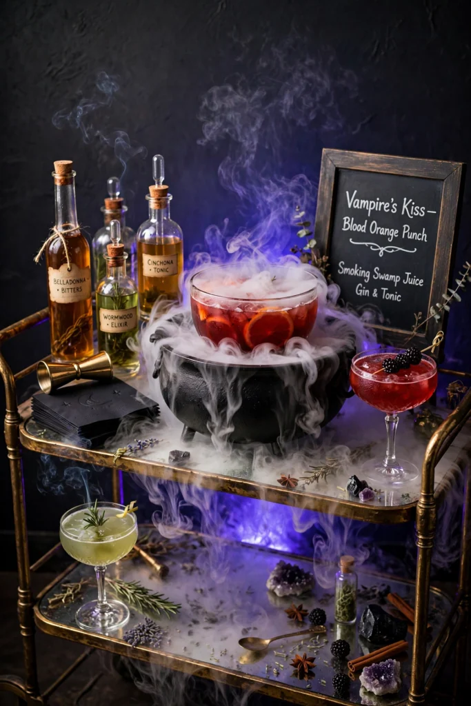Spooky Cocktail Station with Dry Ice