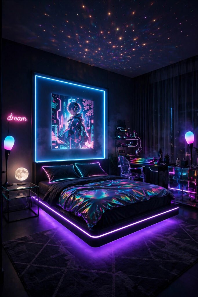 Neon LED Glow Bedroom