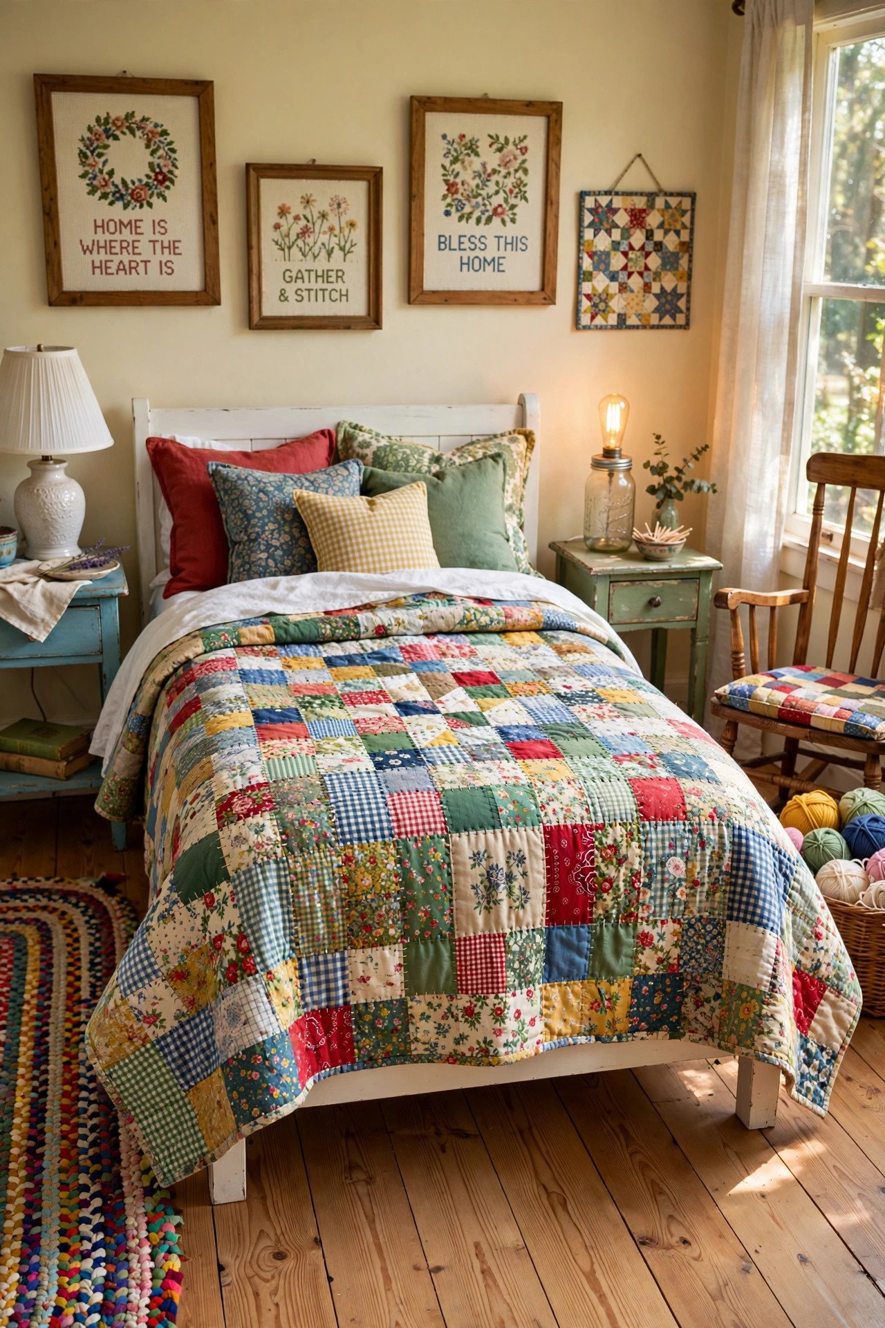 Patchwork Quilt Feature Bed