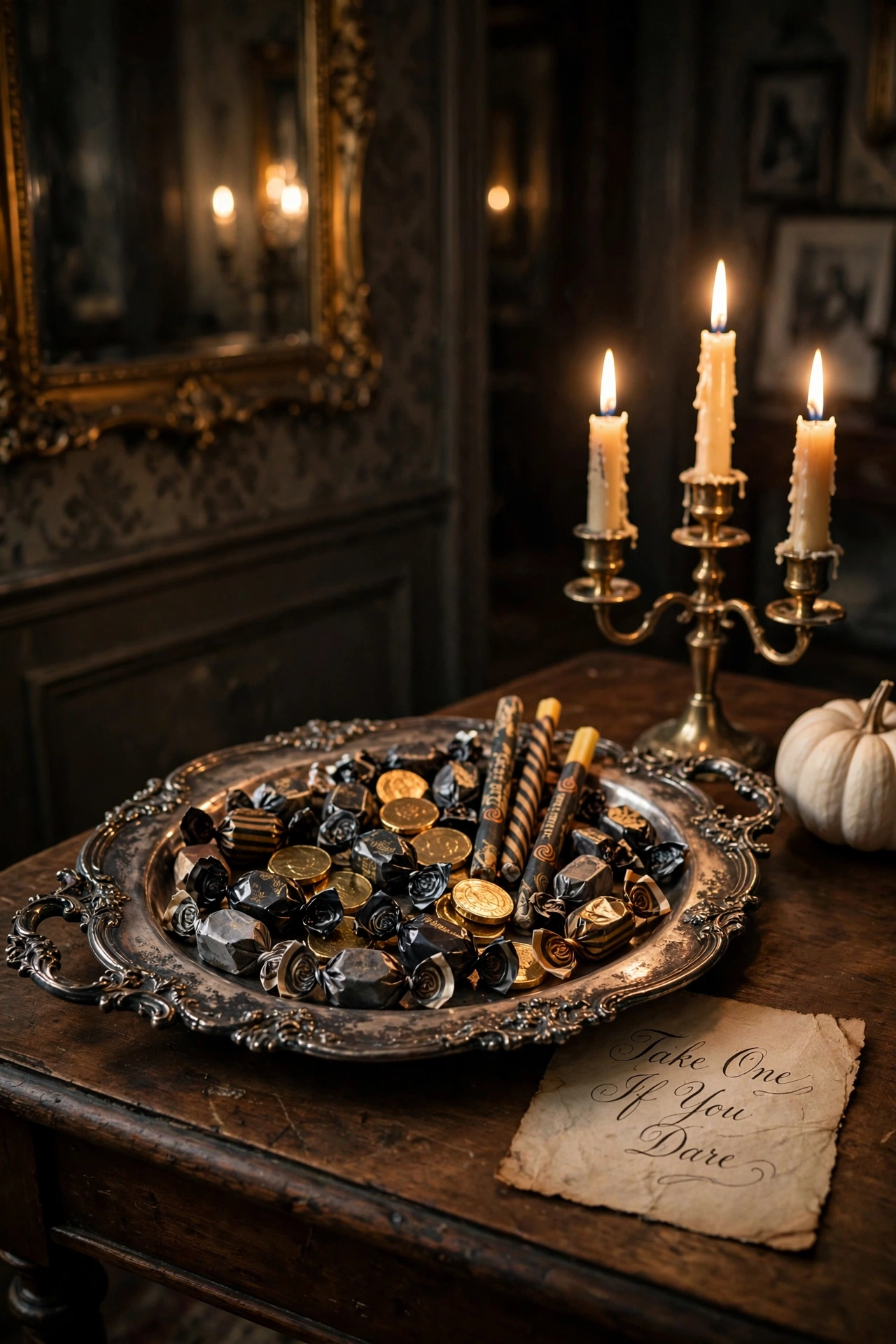 Antique Silver Tray Candy Display