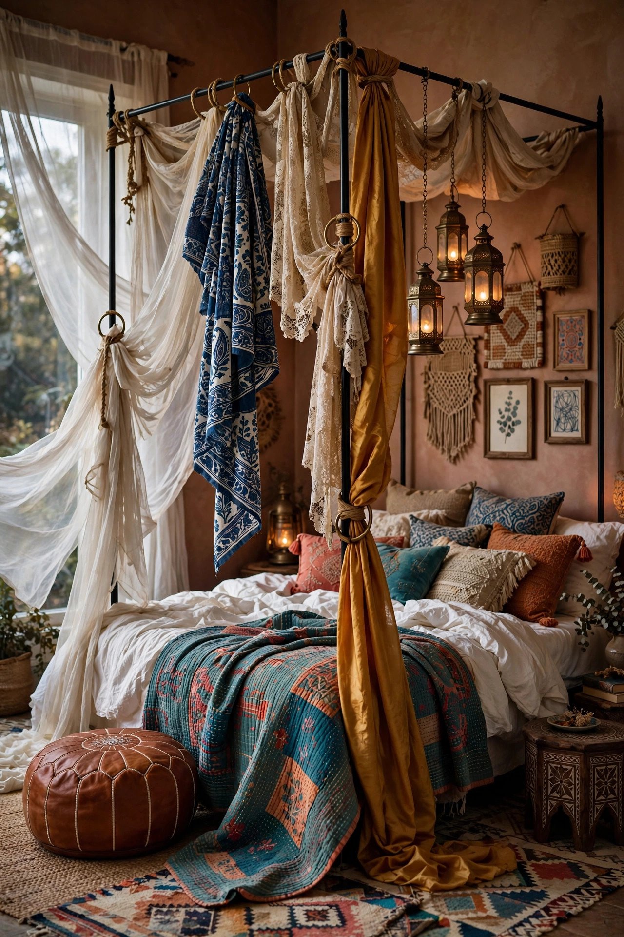 Eclectic Canopy Bed Drapery